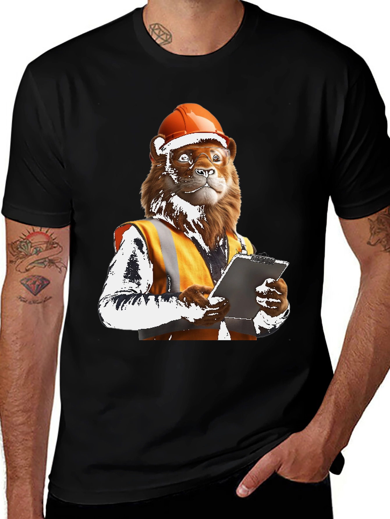 Lion Construction Worker Graphic Tee