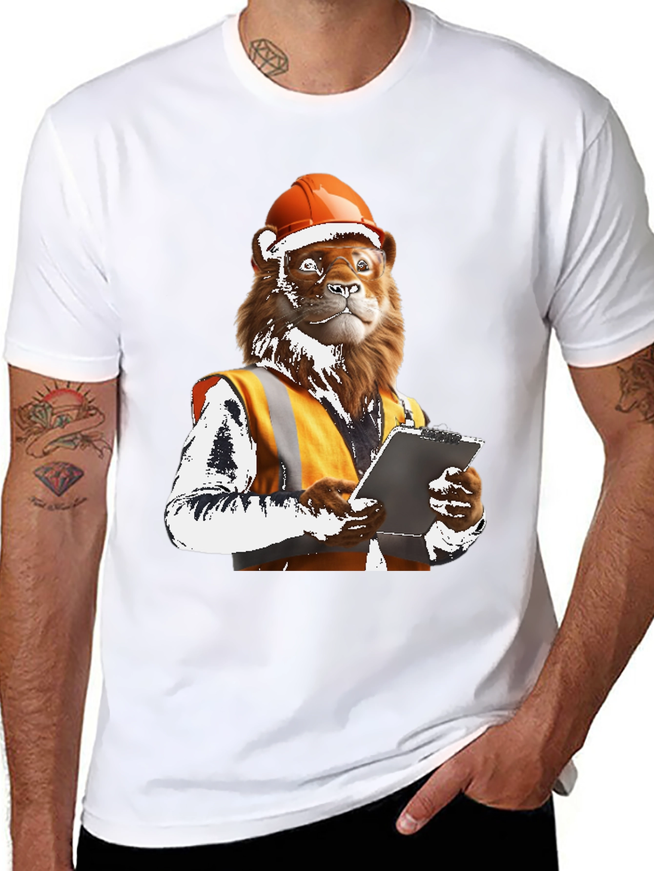 Lion Construction Worker Graphic Tee