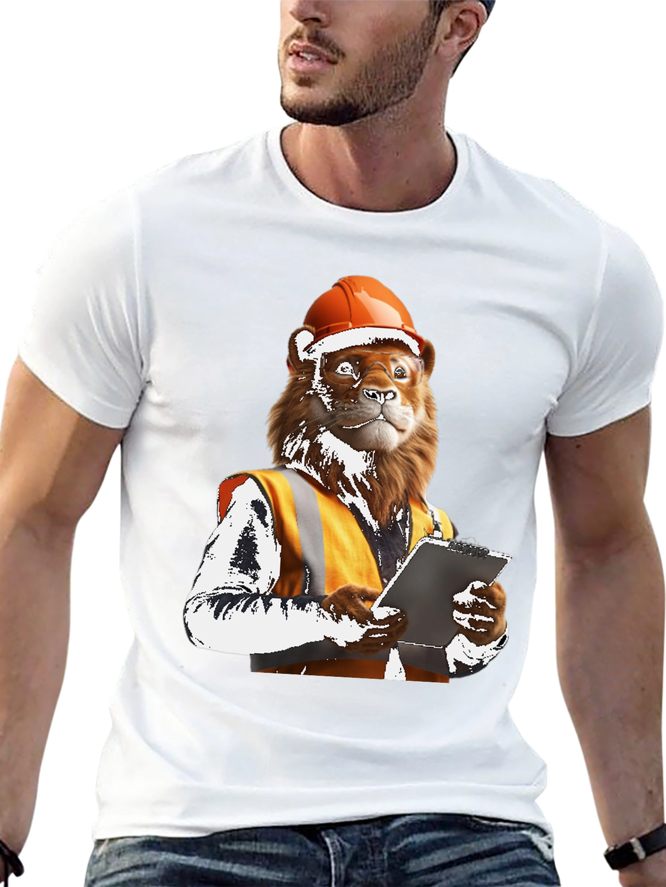 Lion Construction Worker Graphic Tee