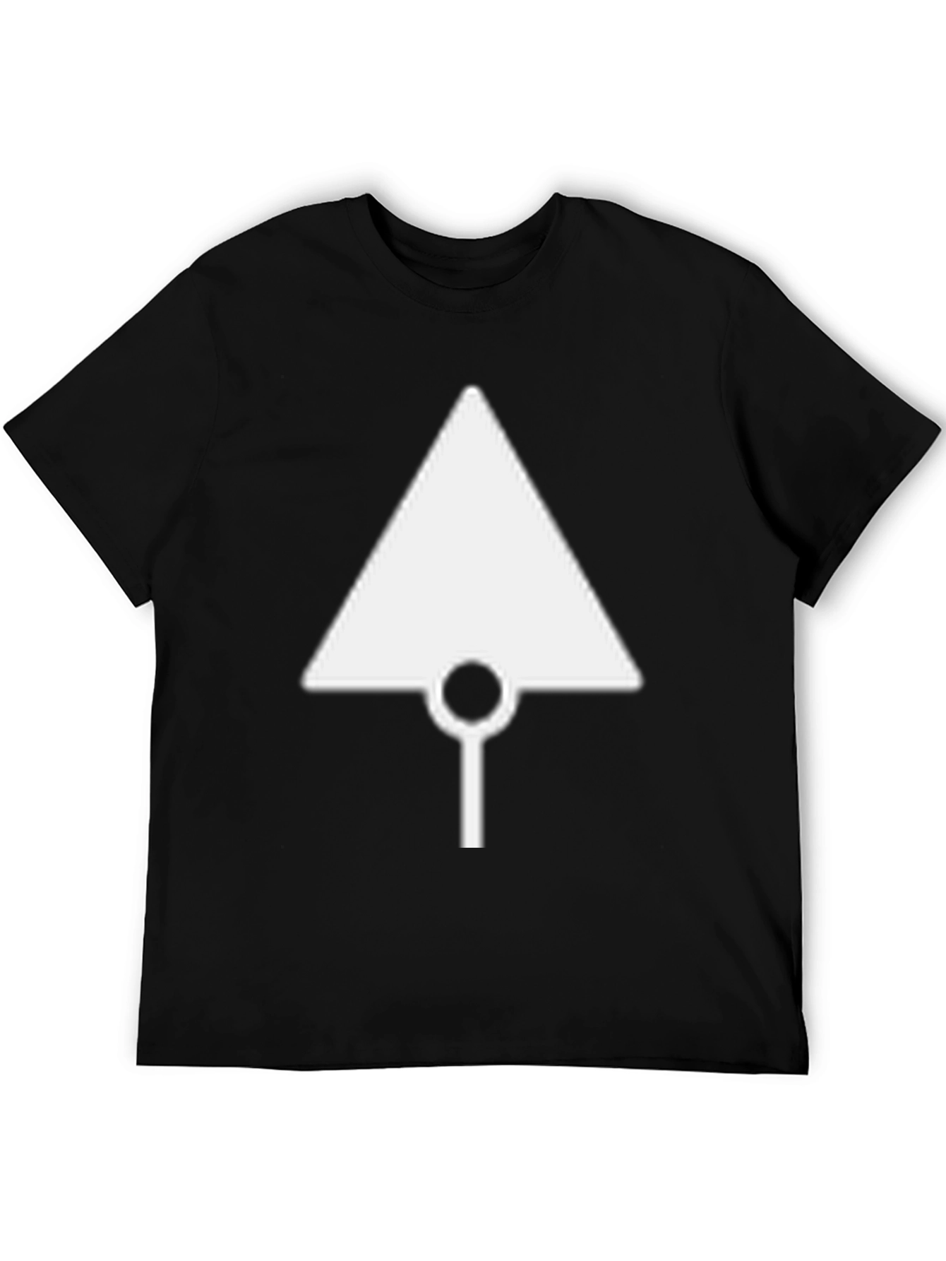 Geometric White Logo Tee - Black Cotton Casual Shirt