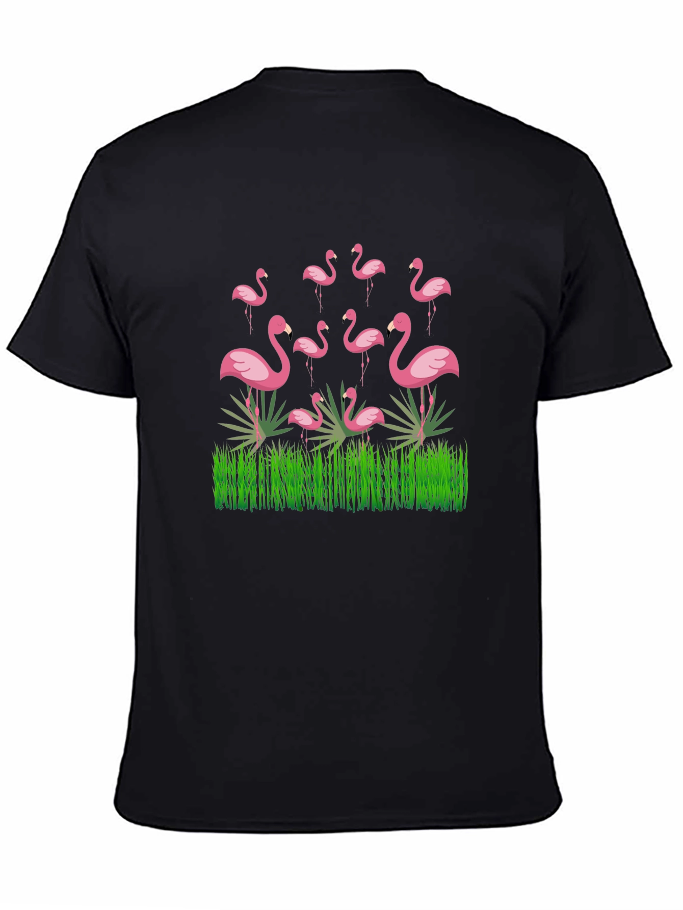 Flamingo Graphic Black T-Shirt - Tropical Bird Design