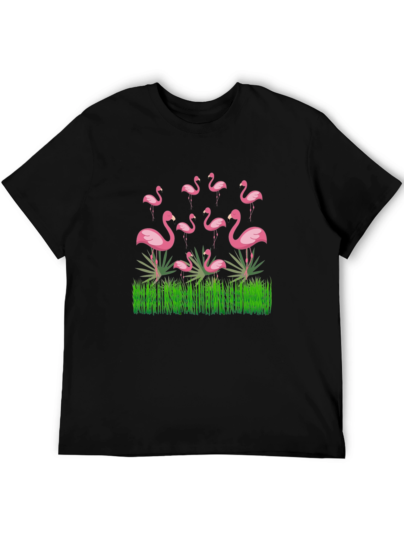 Flamingo Graphic Black T-Shirt - Tropical Bird Design