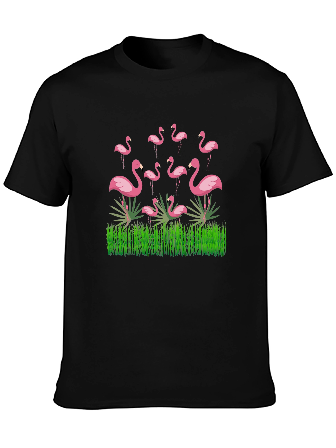 Flamingo Graphic Black T-Shirt - Tropical Bird Design