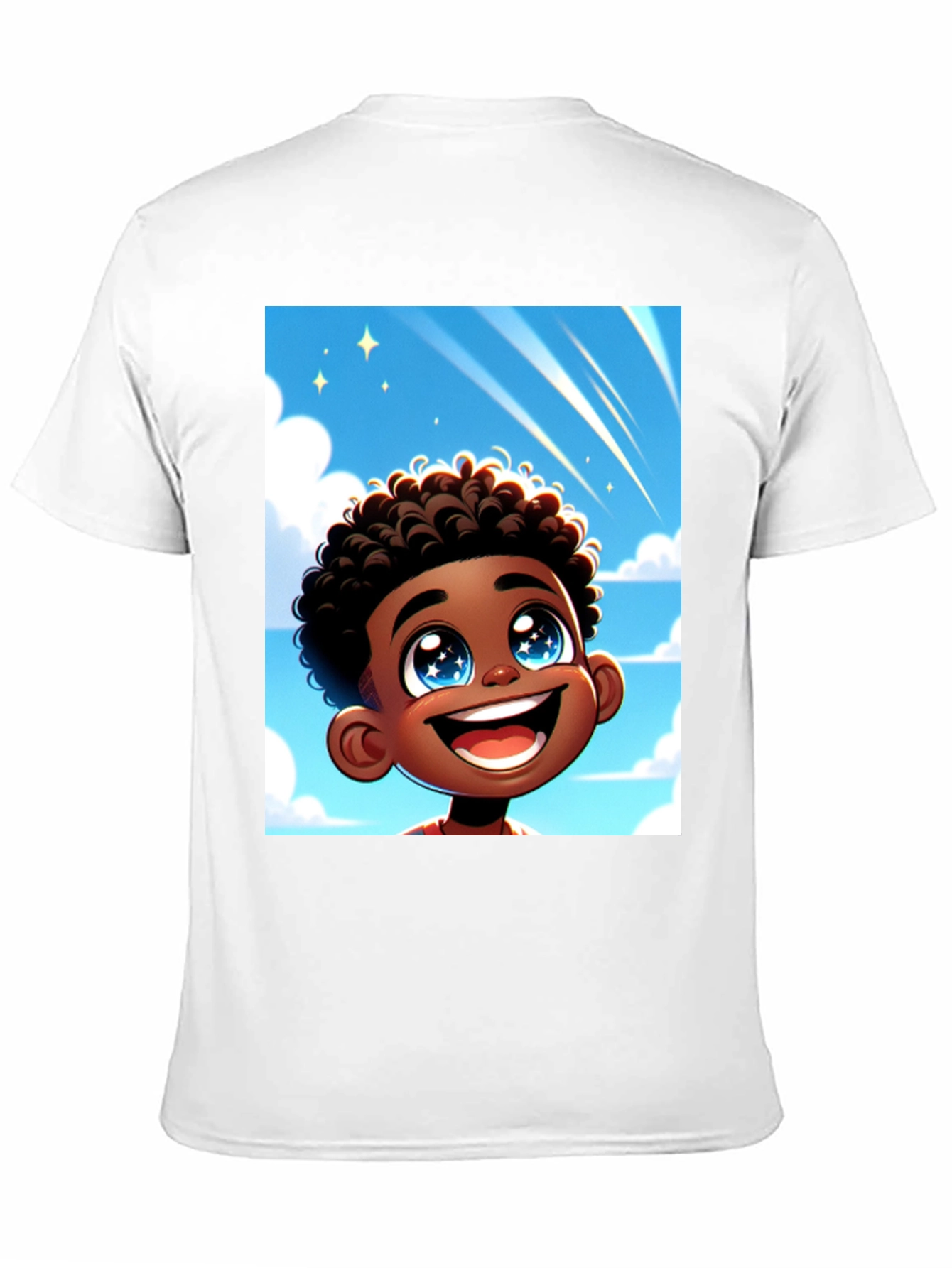 Cartoon Boy T-Shirt - Black Cotton Blend