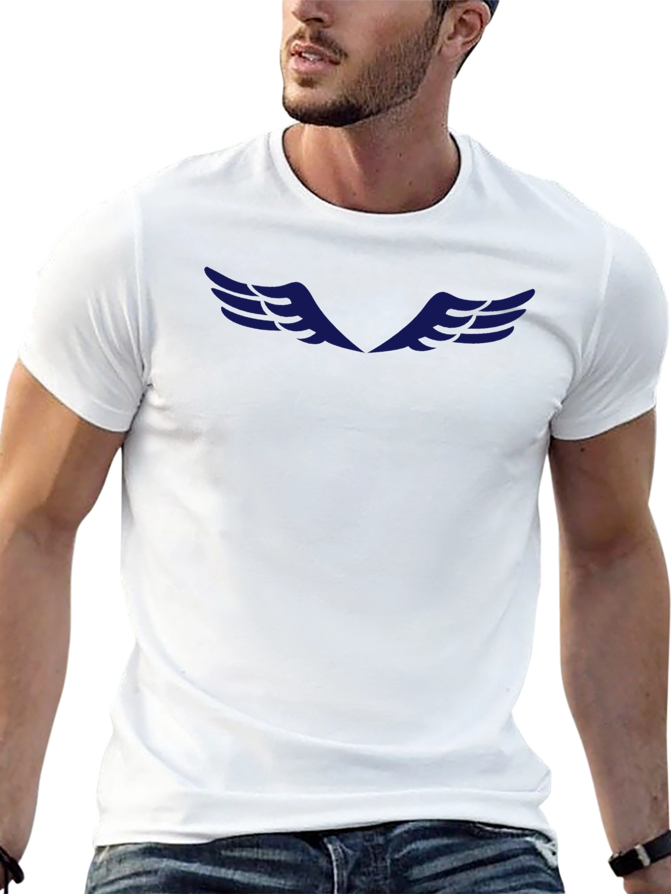 Mens Black Graphic Tee - Wing Design