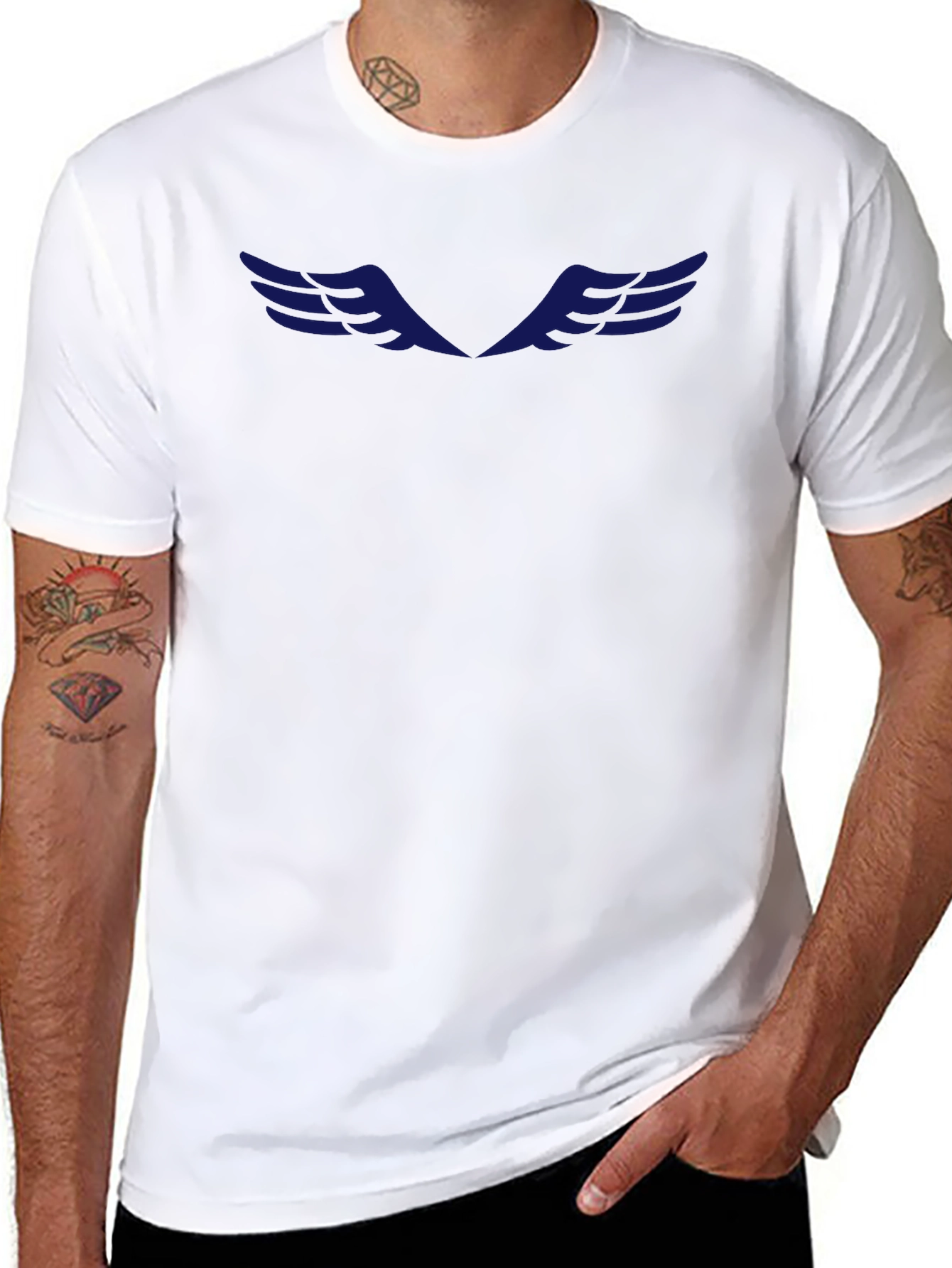 Mens Black Graphic Tee - Wing Design