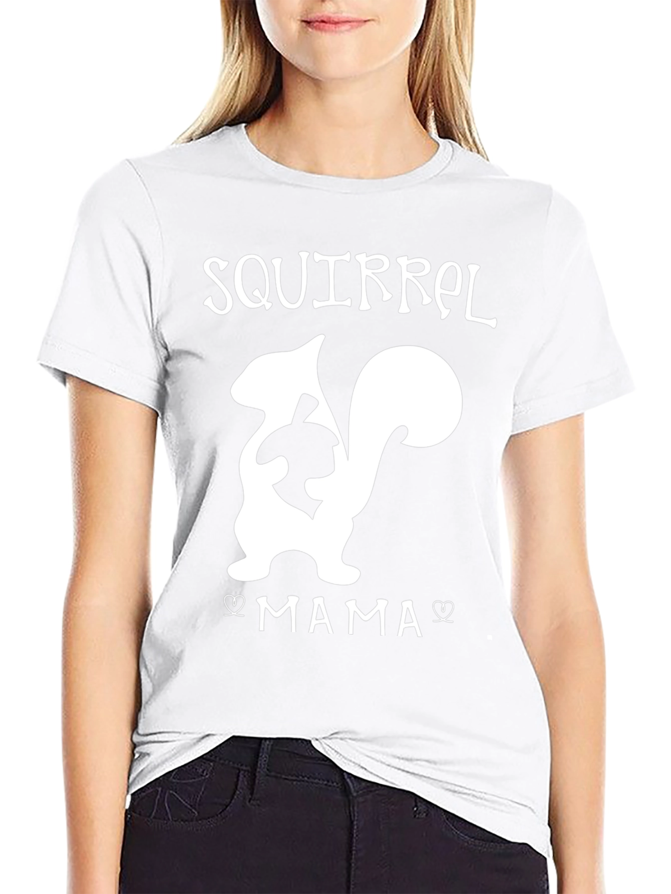 Squirrel Mama Graphic Tee - Black Cotton T-Shirt