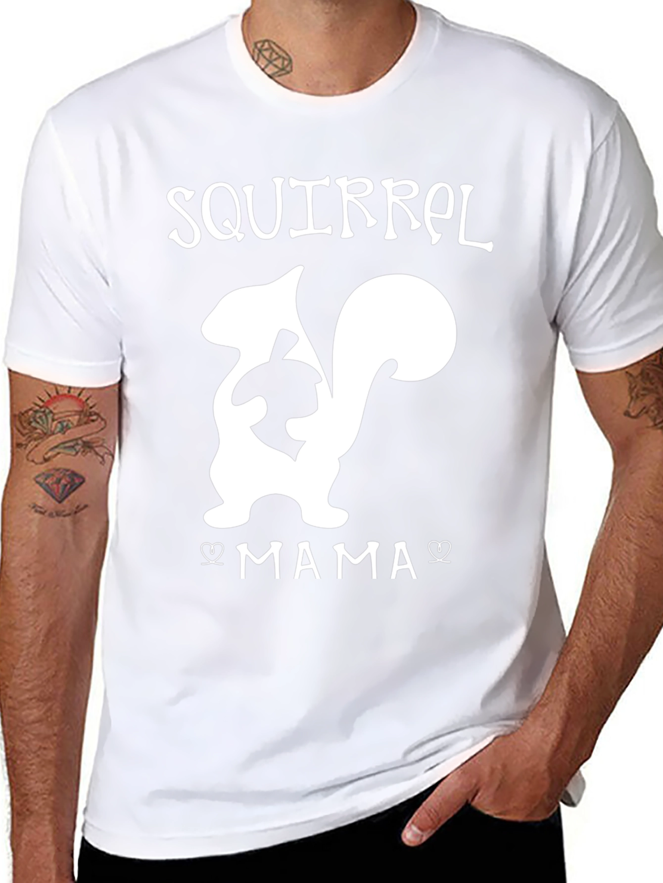 Squirrel Mama Graphic Tee - Black Cotton T-Shirt