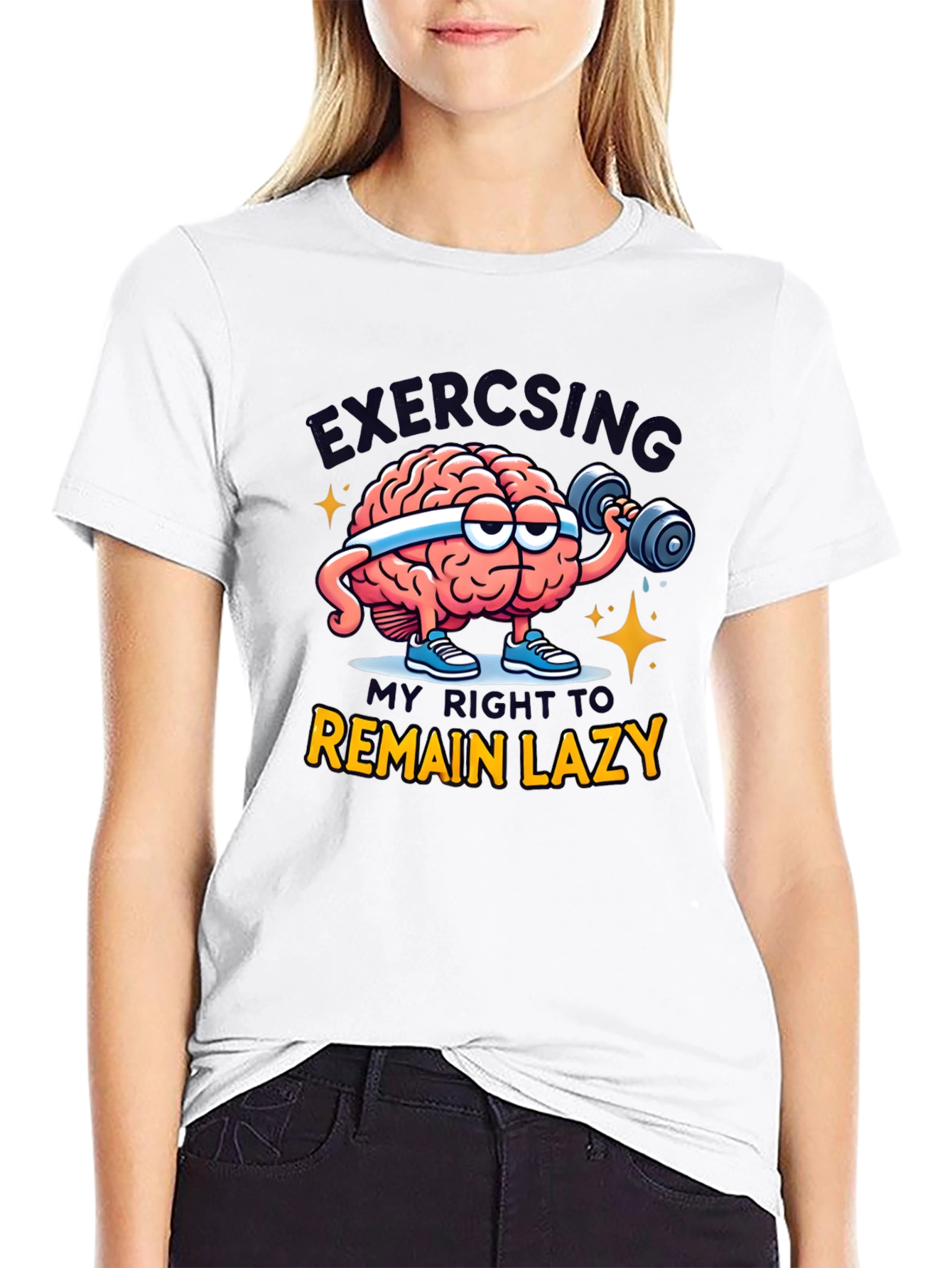 Funny Exercising Brain T-Shirt - Lazy Right Tee