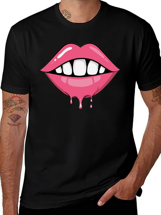 Lips Dripping Graphic Tee - Unisex Black T-Shirt