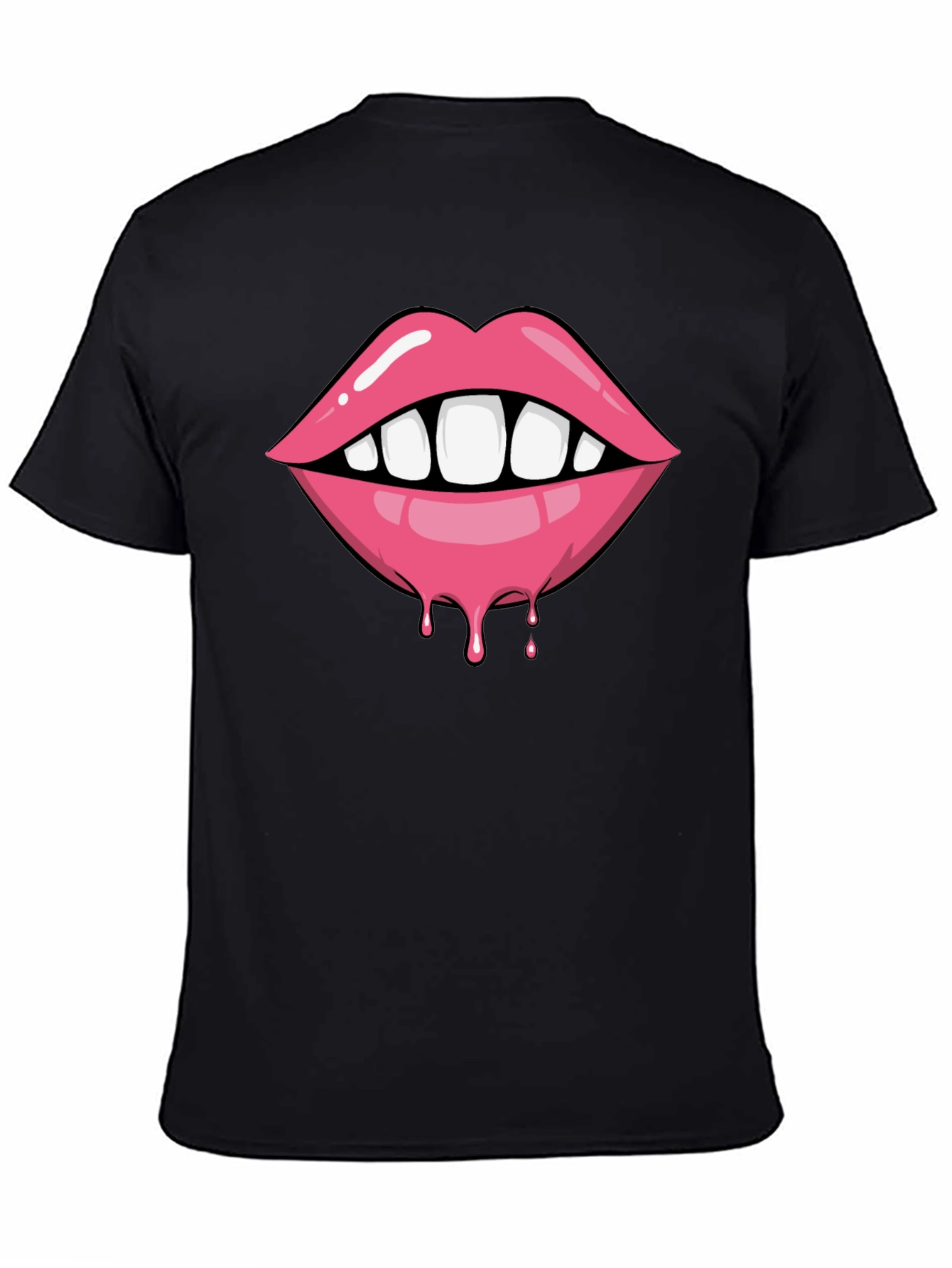Lips Dripping Graphic Tee - Unisex Black T-Shirt