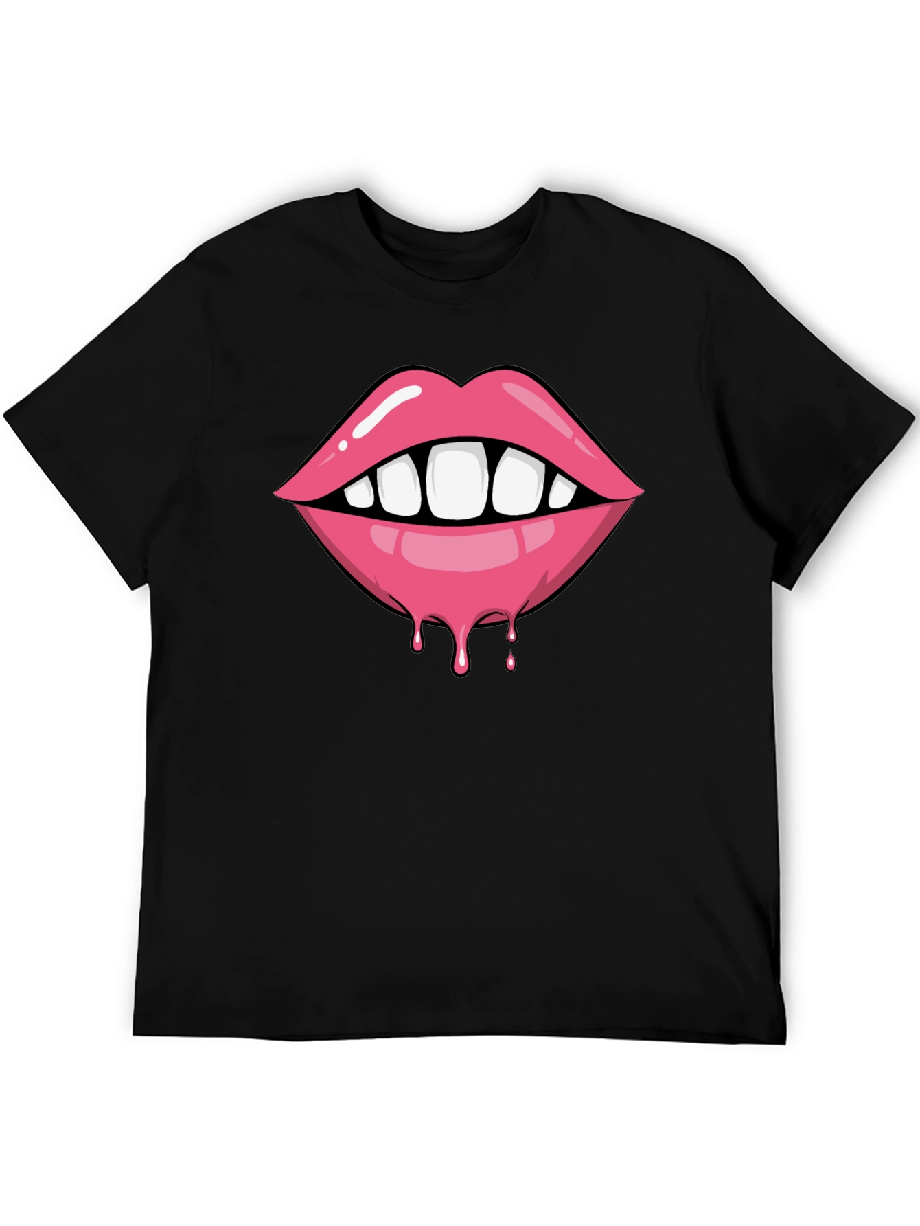 Lips Dripping Graphic Tee - Unisex Black T-Shirt