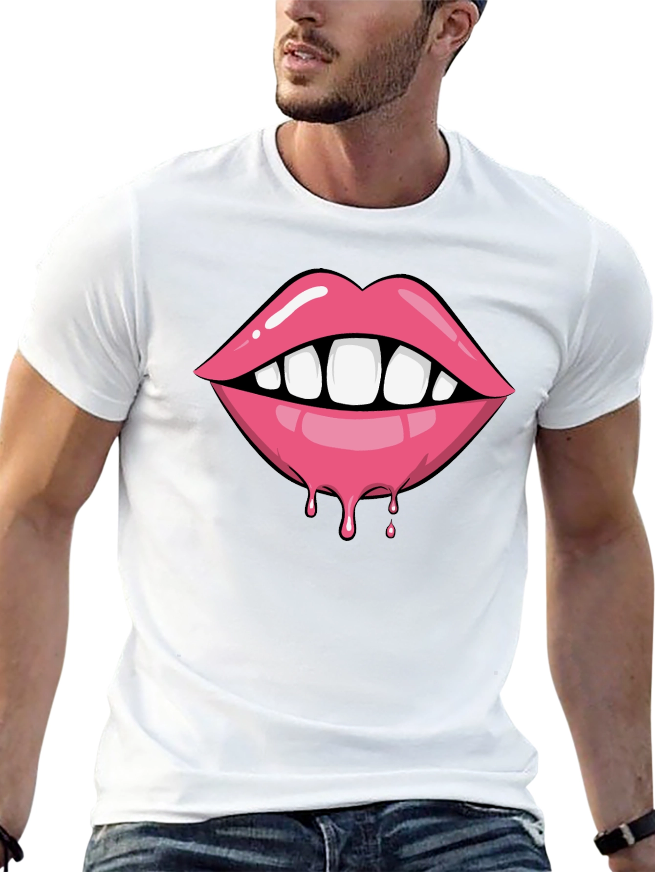 Lips Dripping Graphic Tee - Unisex Black T-Shirt