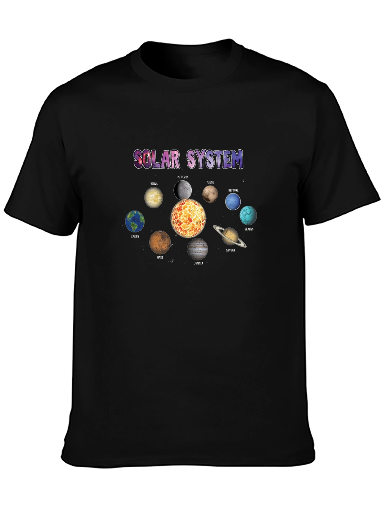 Solar System Graphic Black T-Shirt