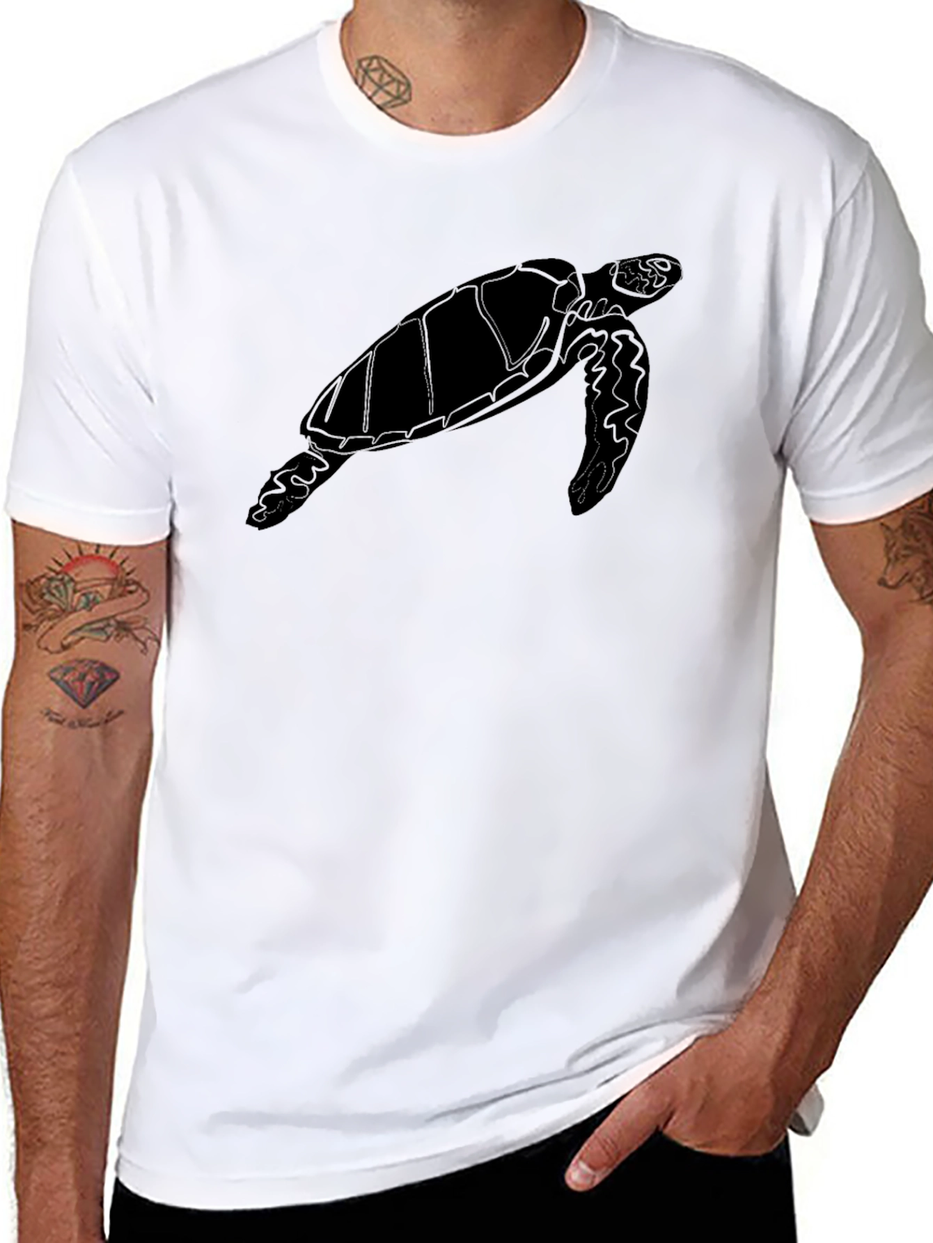 Sea Turtle Graphic T-Shirt - Black Cotton Tee
