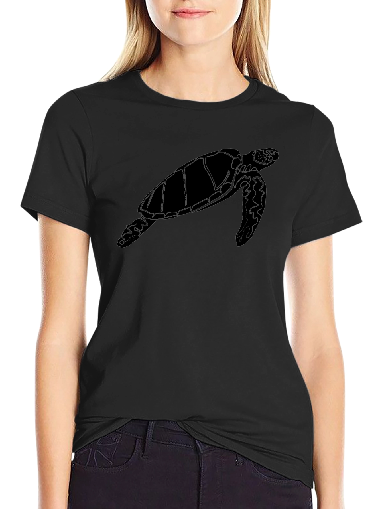 Sea Turtle Graphic T-Shirt - Black Cotton Tee