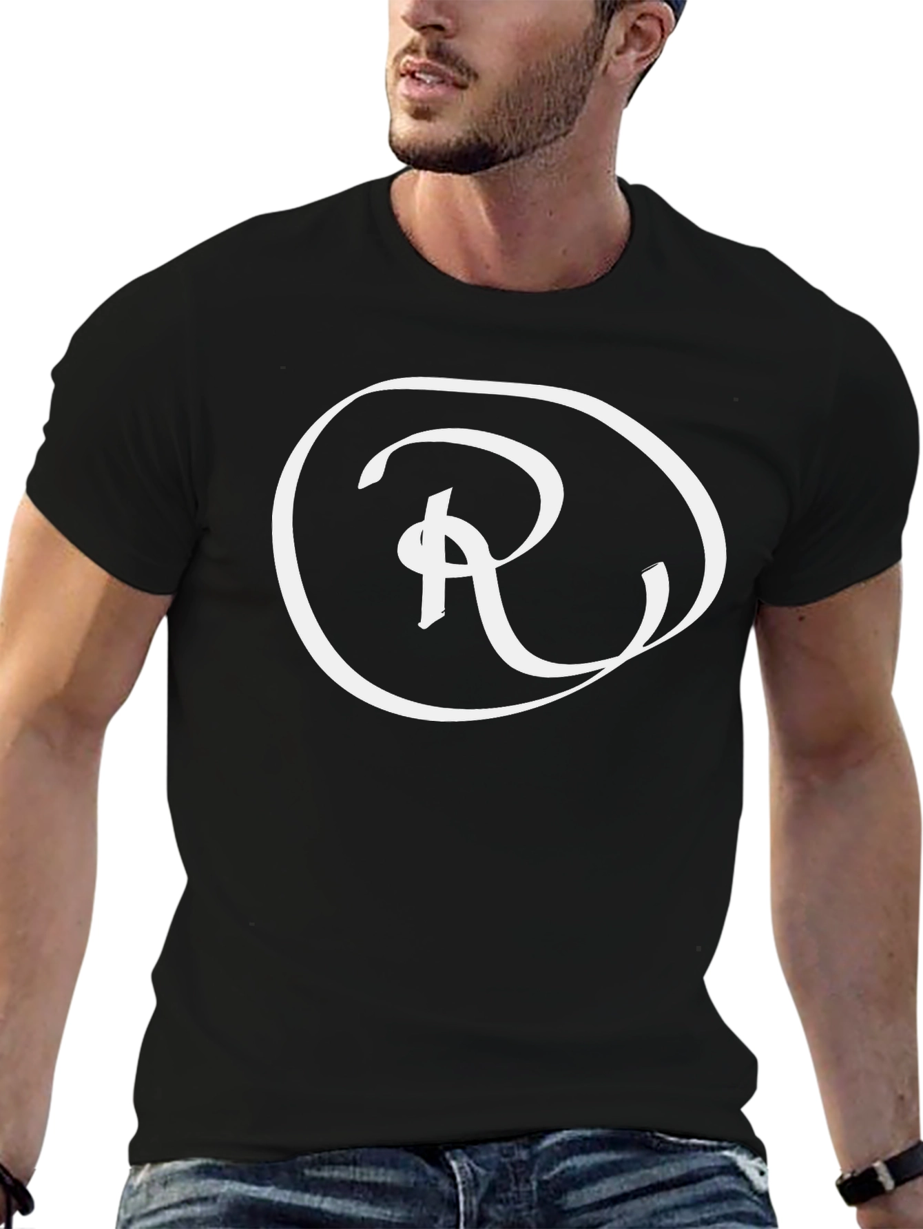 Stylish Black Tee with White R Logo