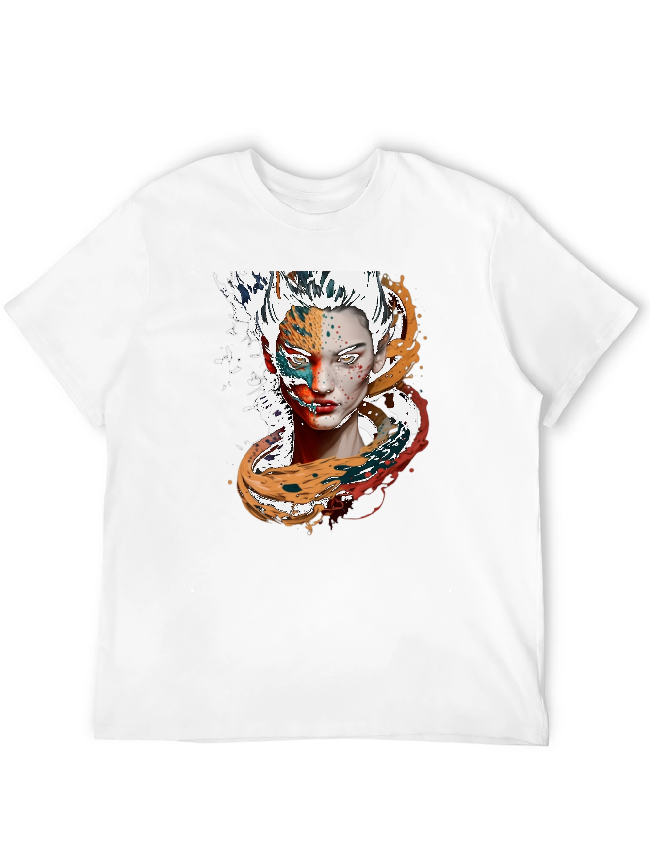 Abstract Face Print Black T-Shirt