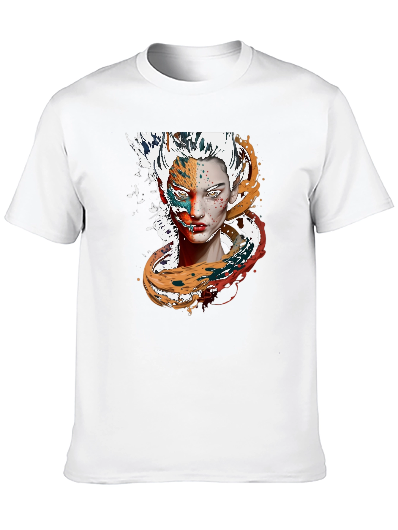 Abstract Face Print Black T-Shirt