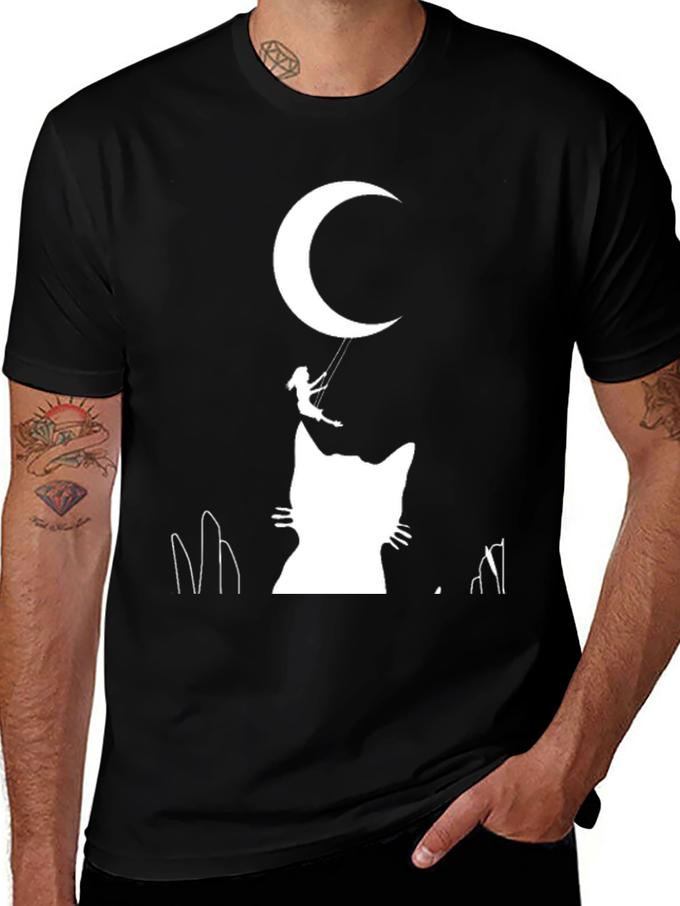 Moonlit Cat Silhouette T-Shirt