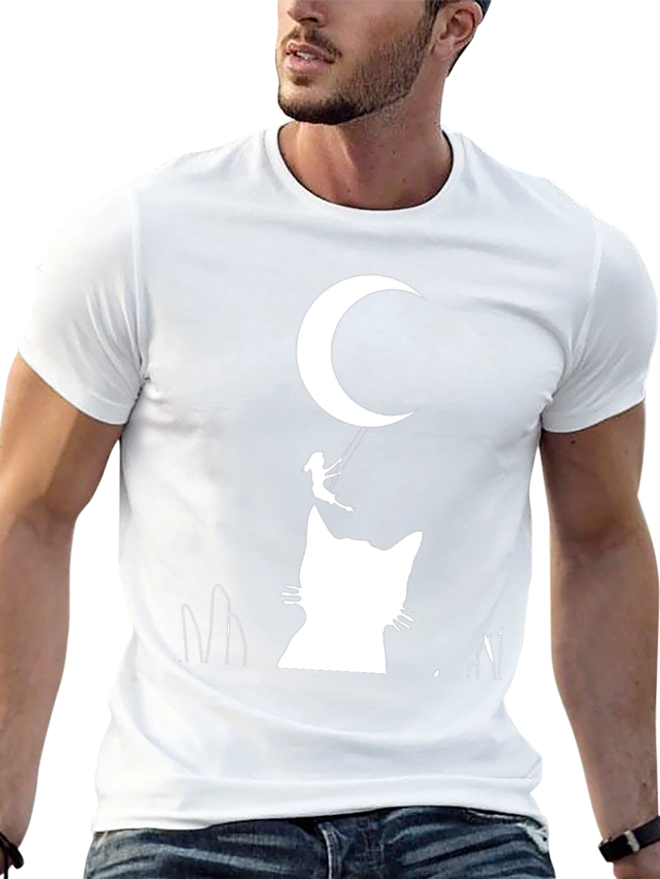 Moonlit Cat Silhouette T-Shirt