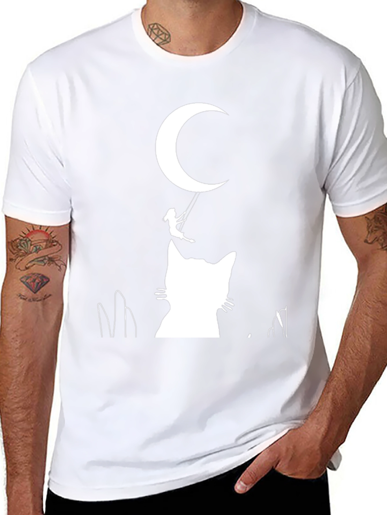 Moonlit Cat Silhouette T-Shirt