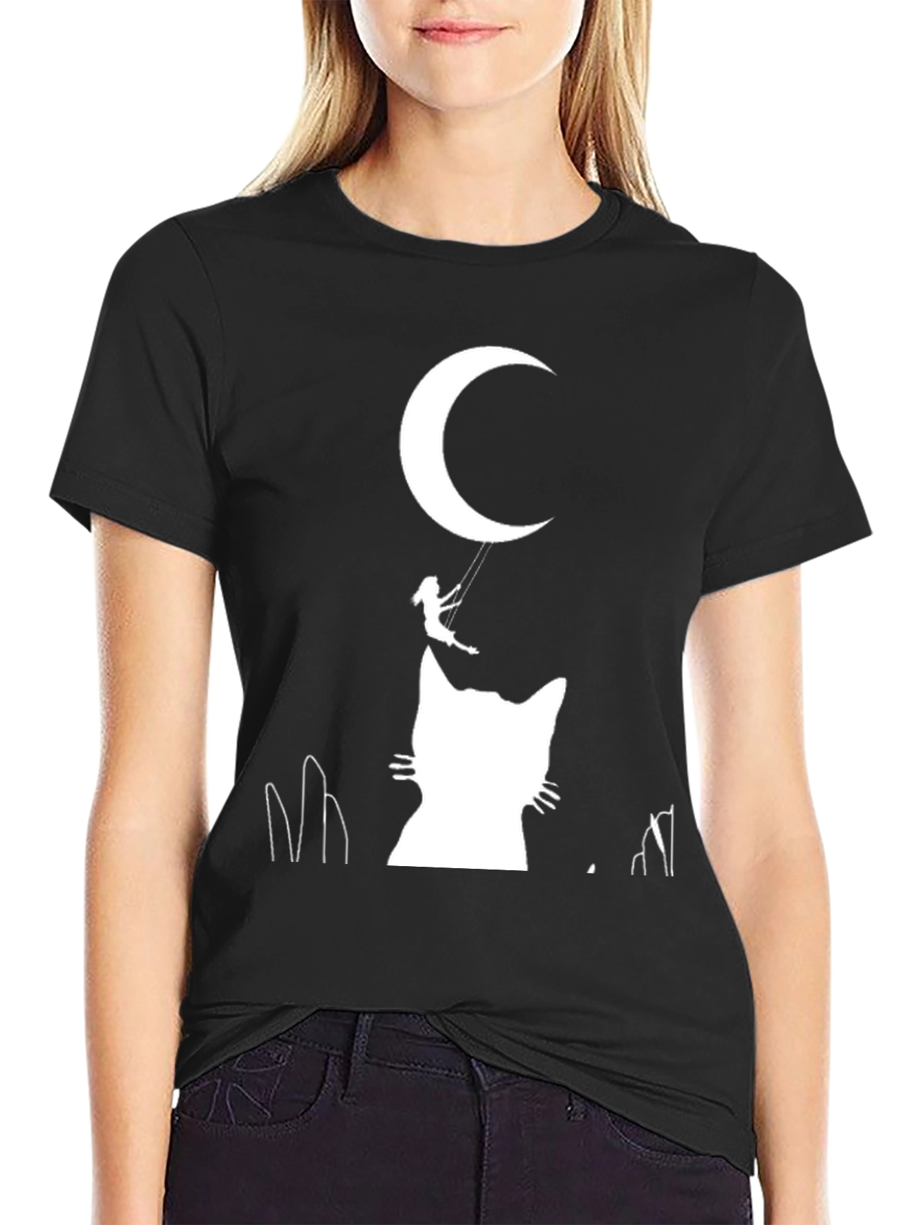 Moonlit Cat Silhouette T-Shirt
