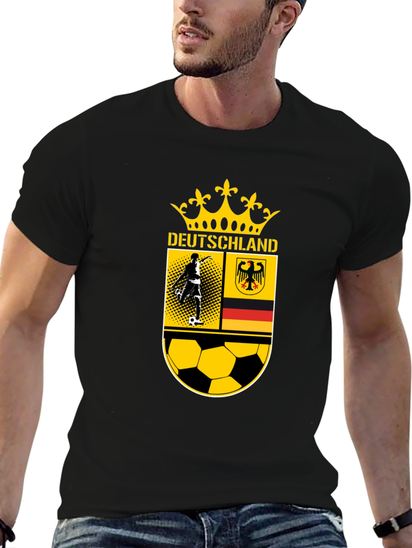 Deutschland Soccer T-Shirt - Black German Football Tee