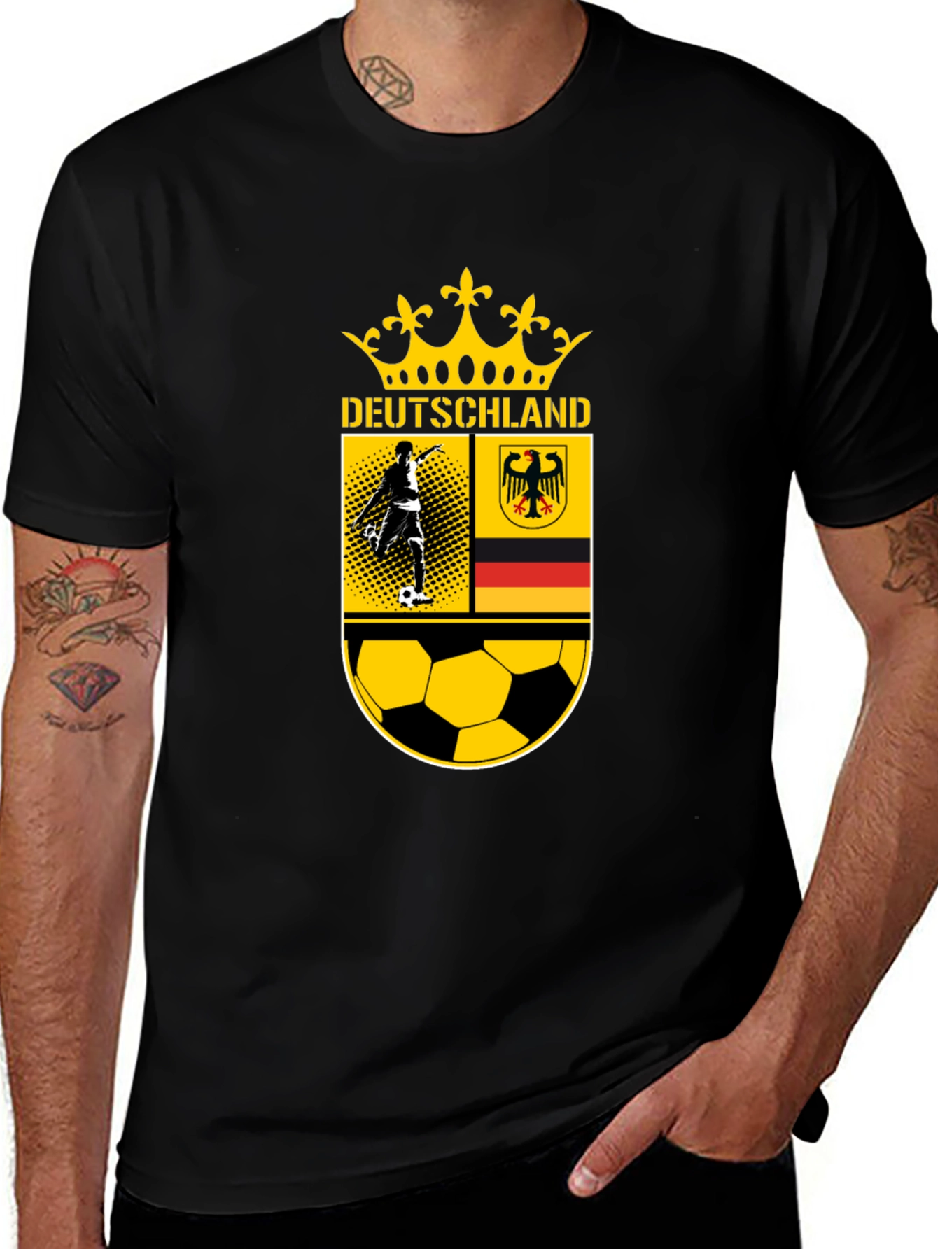 Deutschland Soccer T-Shirt - Black German Football Tee
