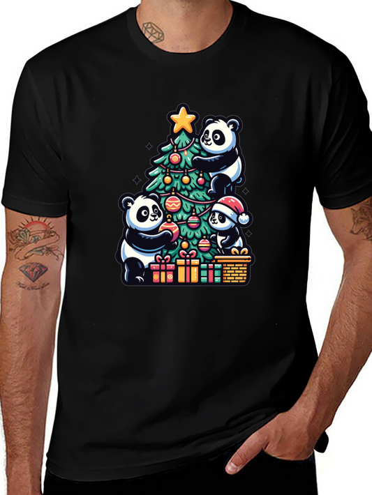 Panda Christmas T-Shirt - Holiday Festive Wear