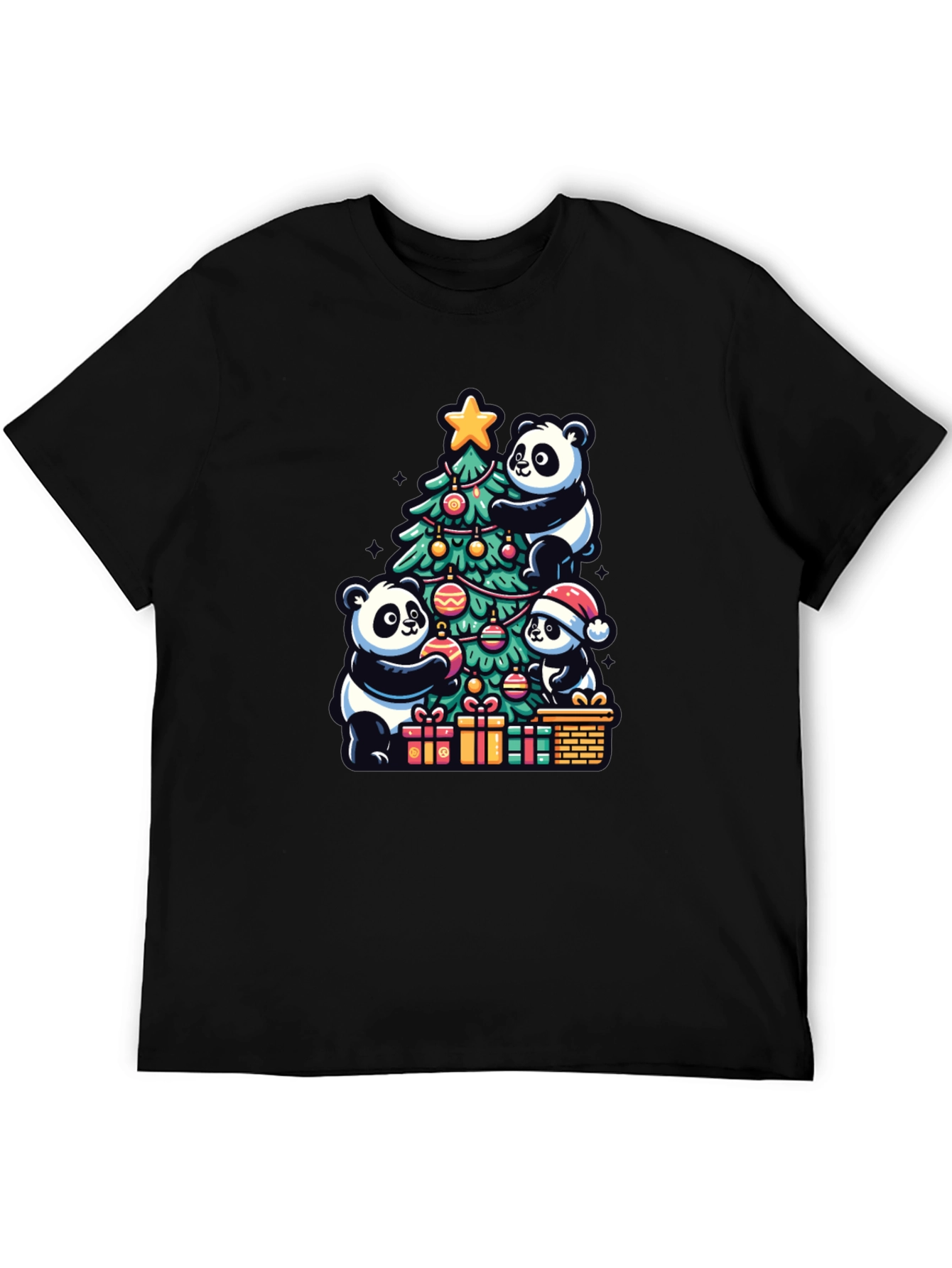 Panda Christmas T-Shirt - Holiday Festive Wear