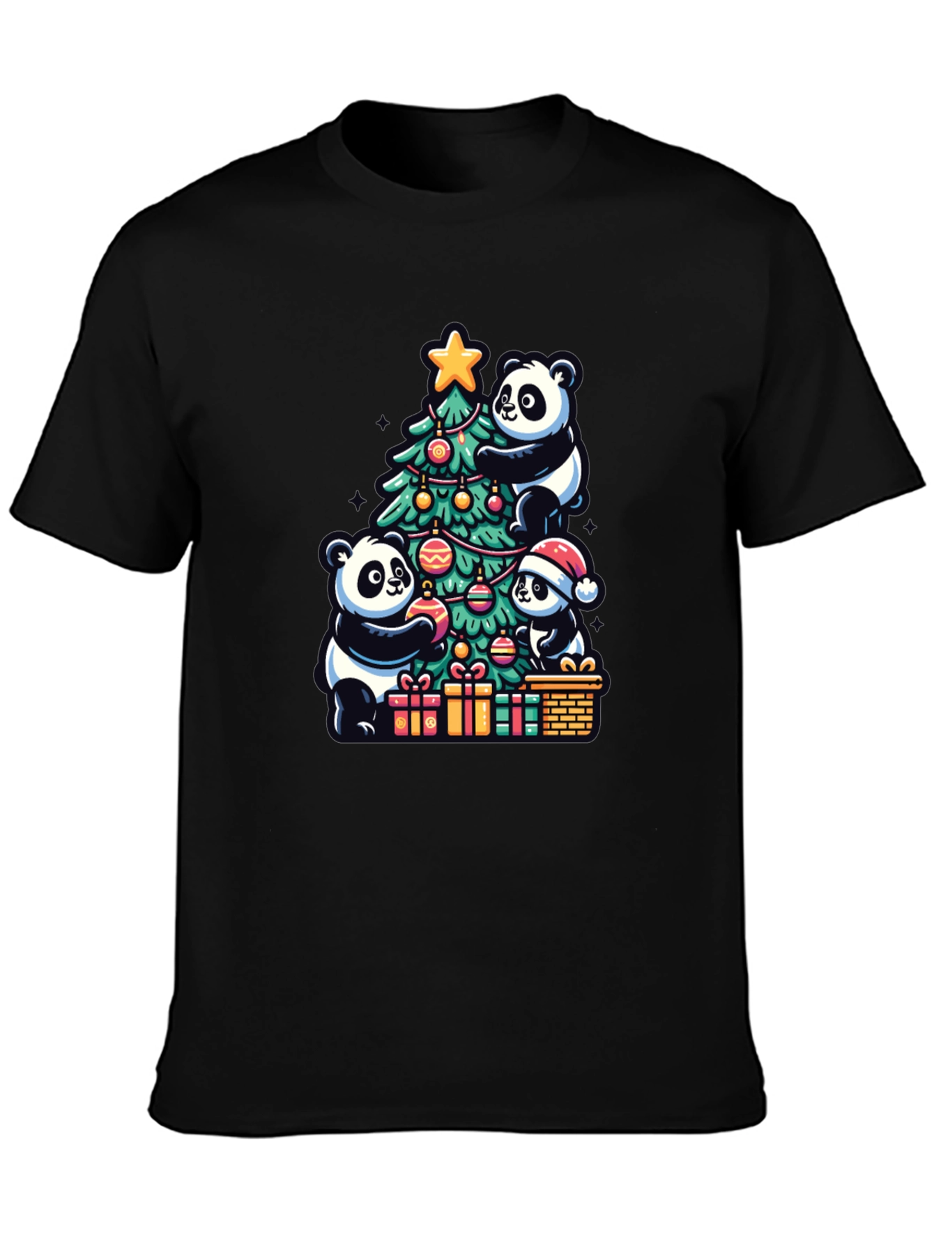 Panda Christmas T-Shirt - Holiday Festive Wear