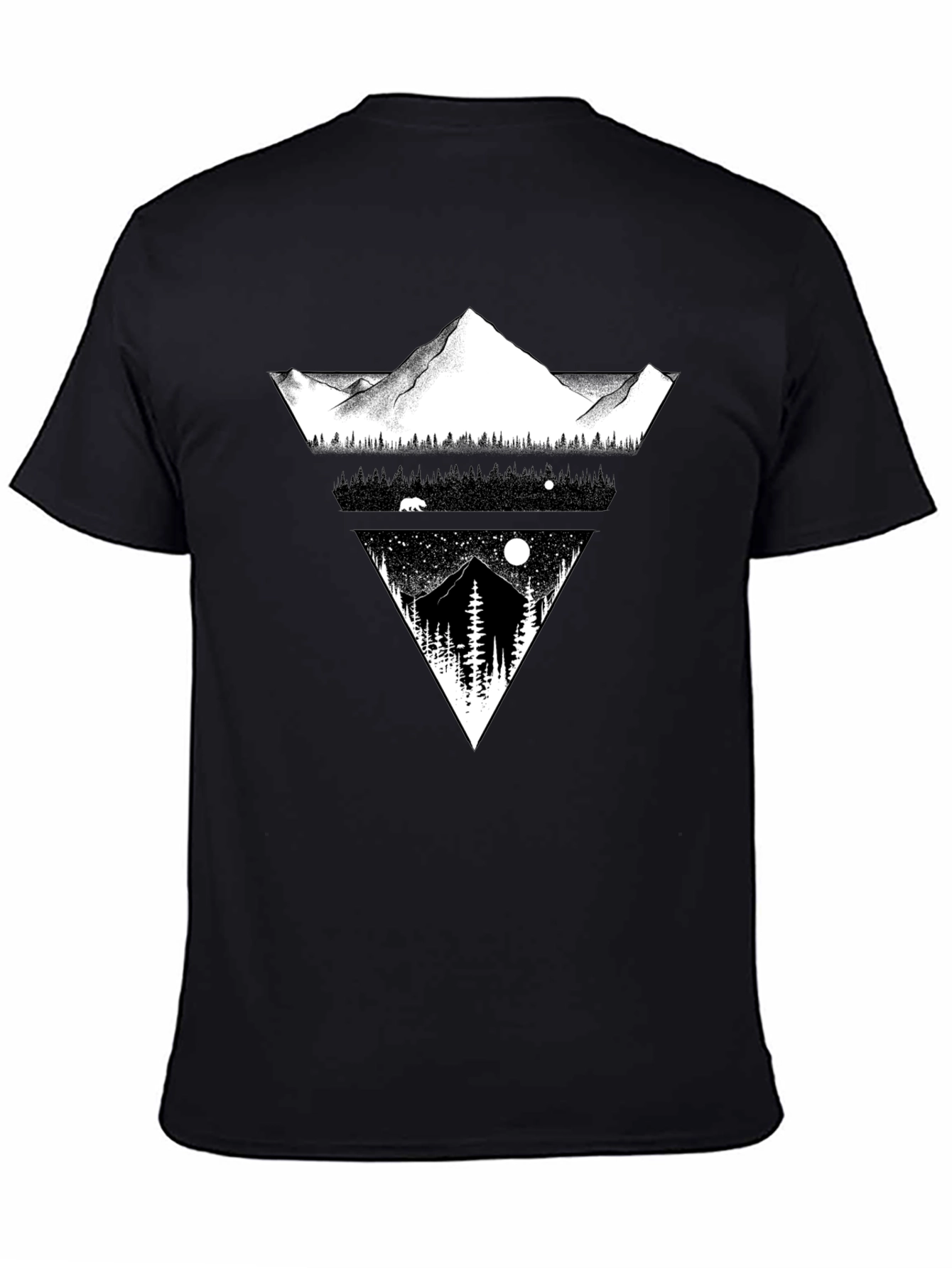 Mountain Landscape Graphic Tee - Black Cotton Blend