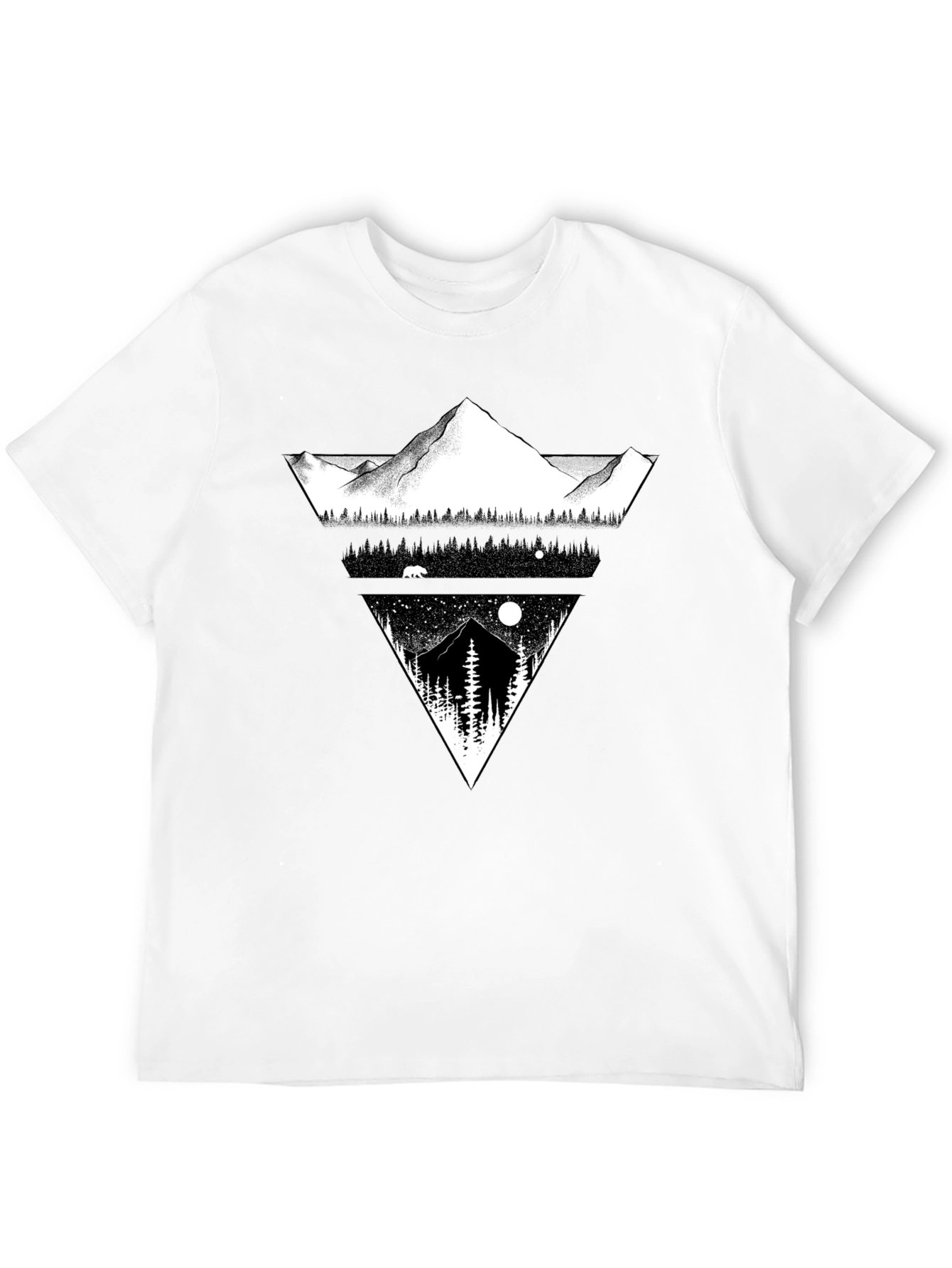 Mountain Landscape Graphic Tee - Black Cotton Blend