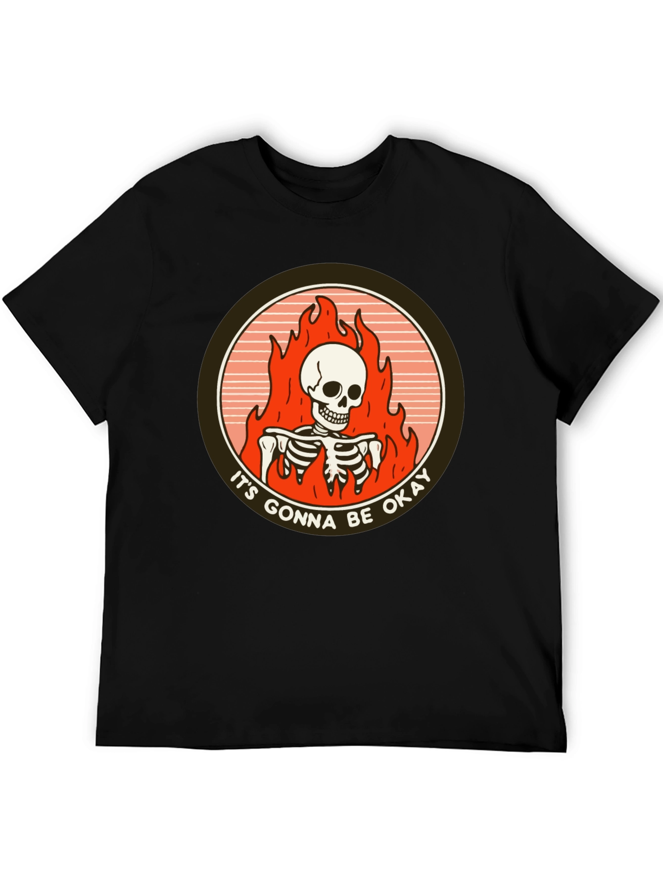 Its Gonna Be Okay Skeleton Flames T-Shirt