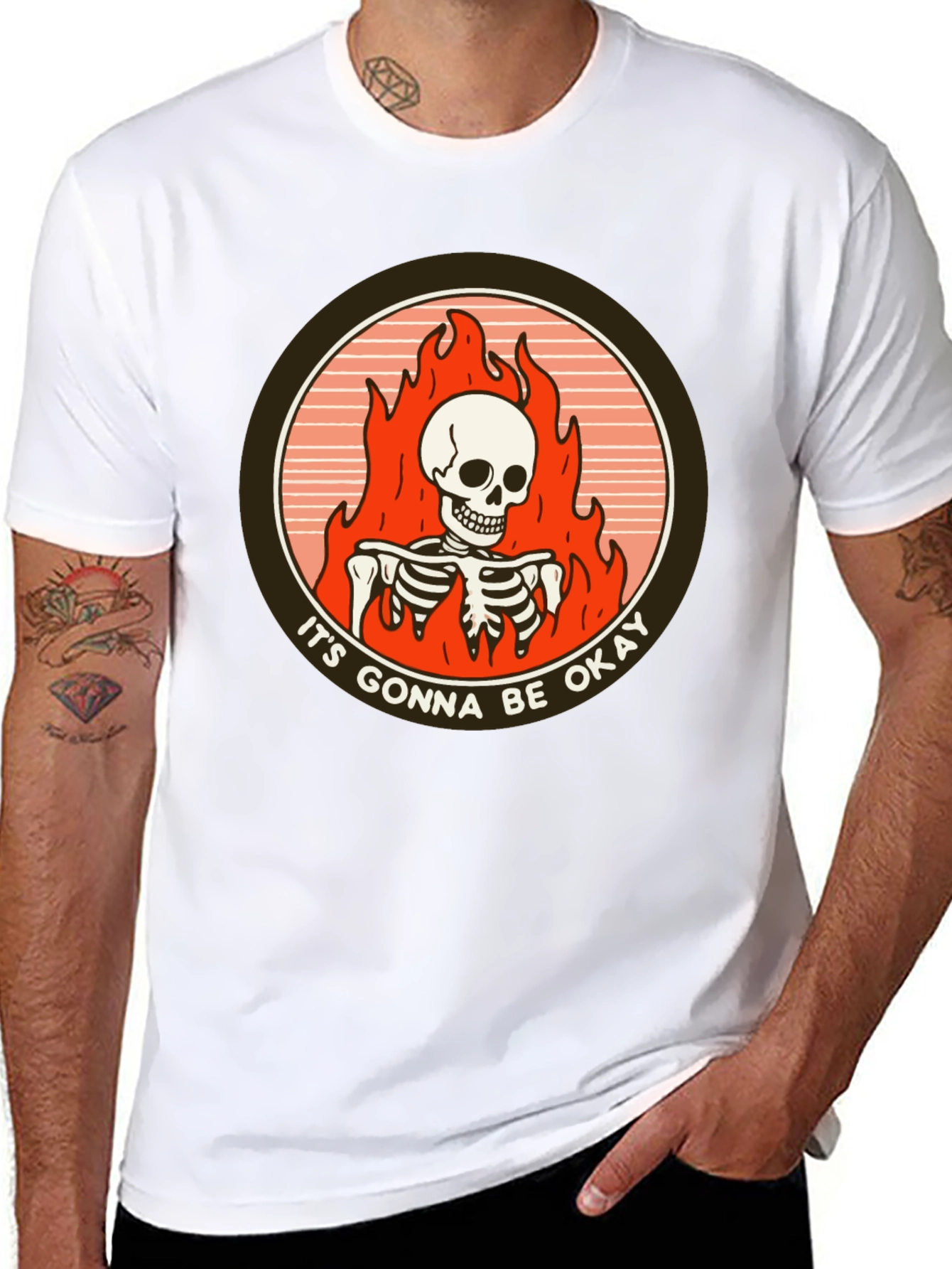 Its Gonna Be Okay Skeleton Flames T-Shirt