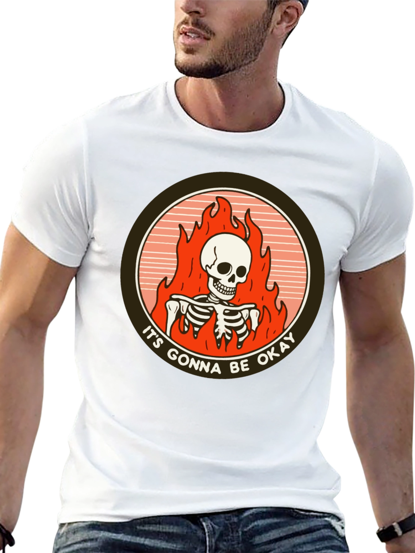 Its Gonna Be Okay Skeleton Flames T-Shirt