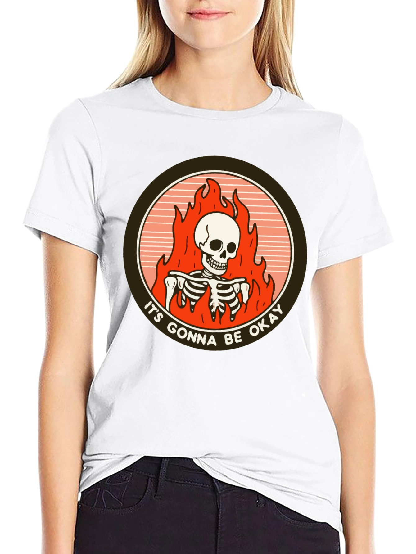 Its Gonna Be Okay Skeleton Flames T-Shirt