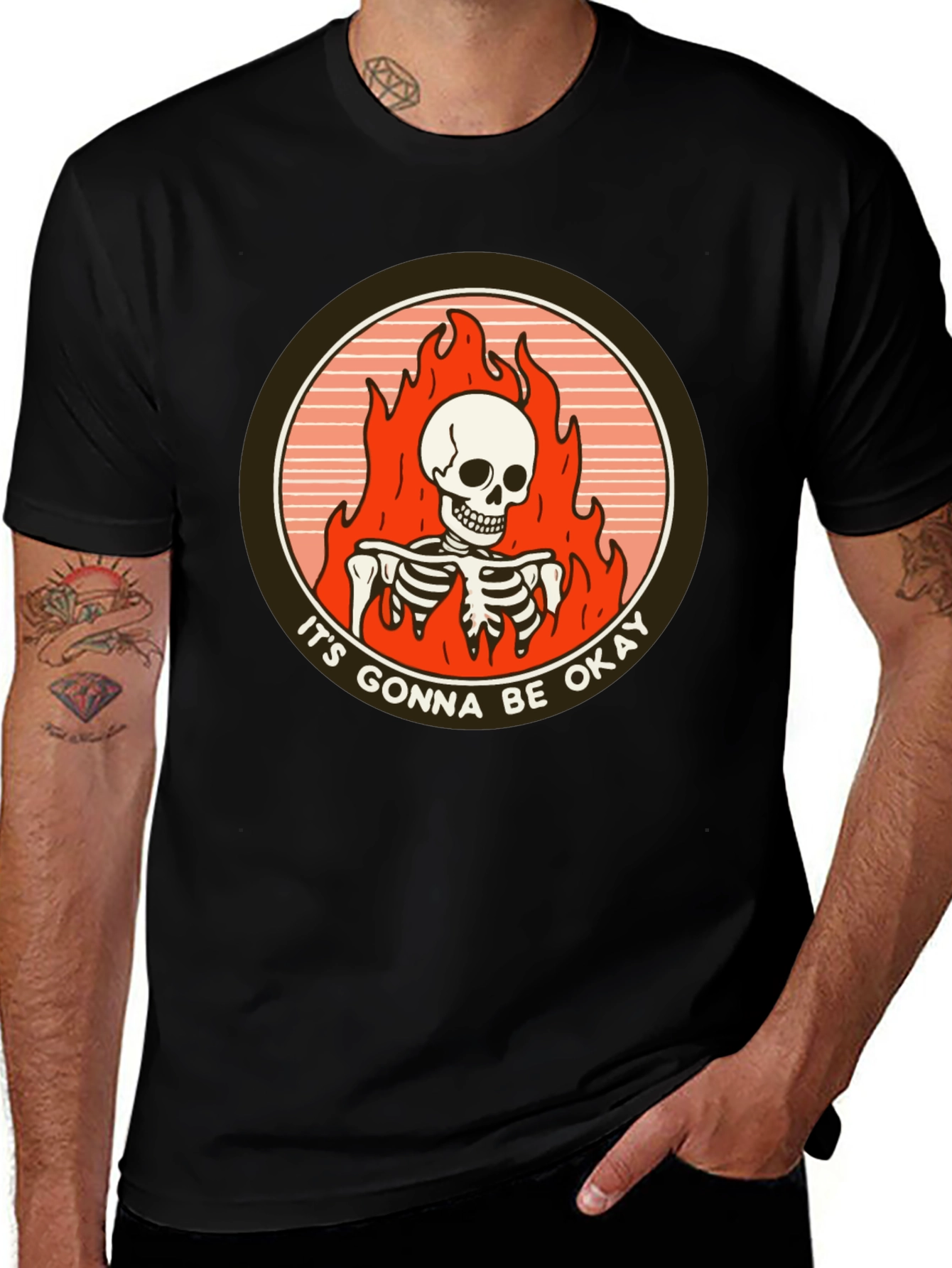 Its Gonna Be Okay Skeleton Flames T-Shirt