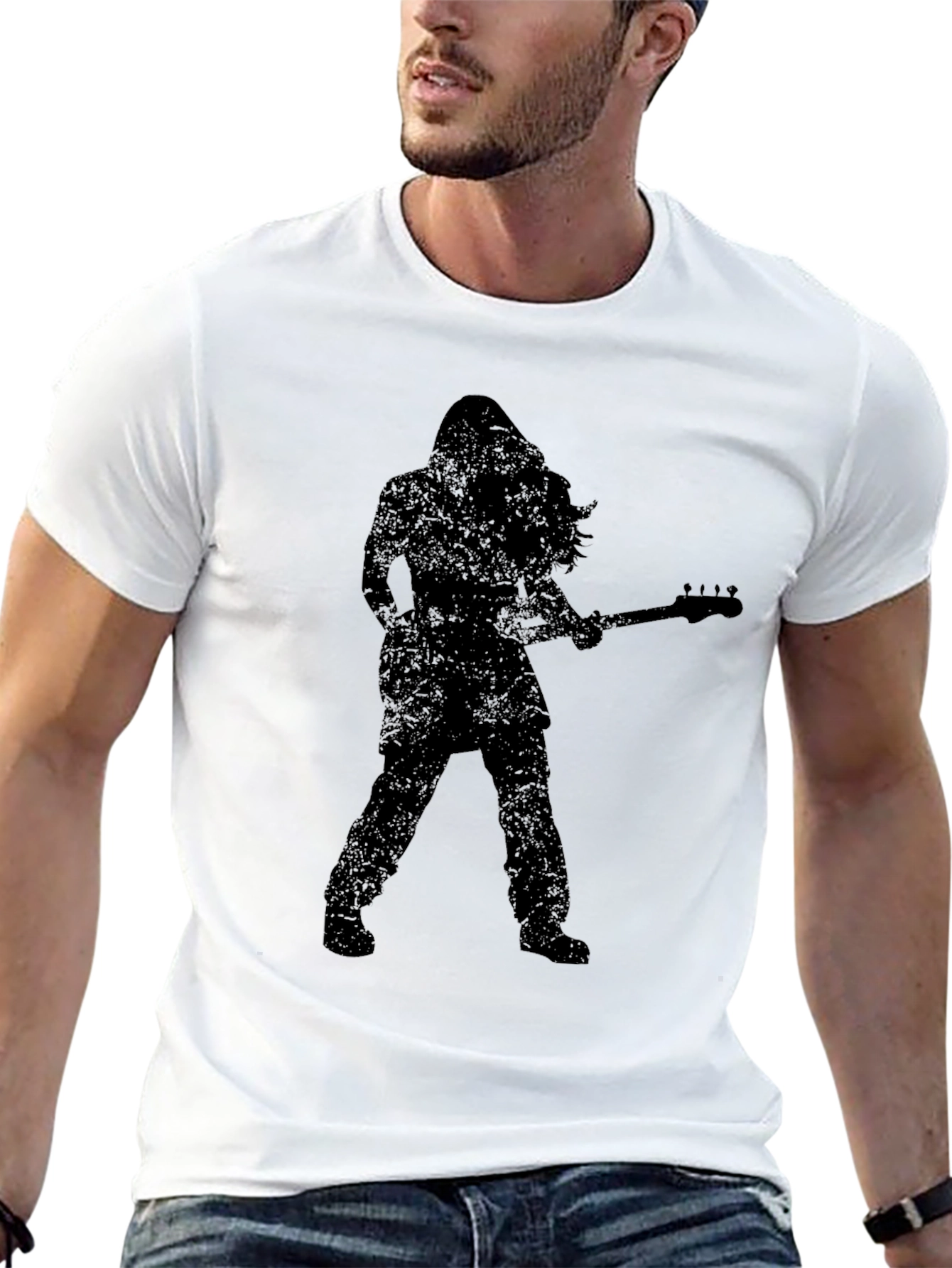 Rock Guitarist Silhouette Graphic T-Shirt