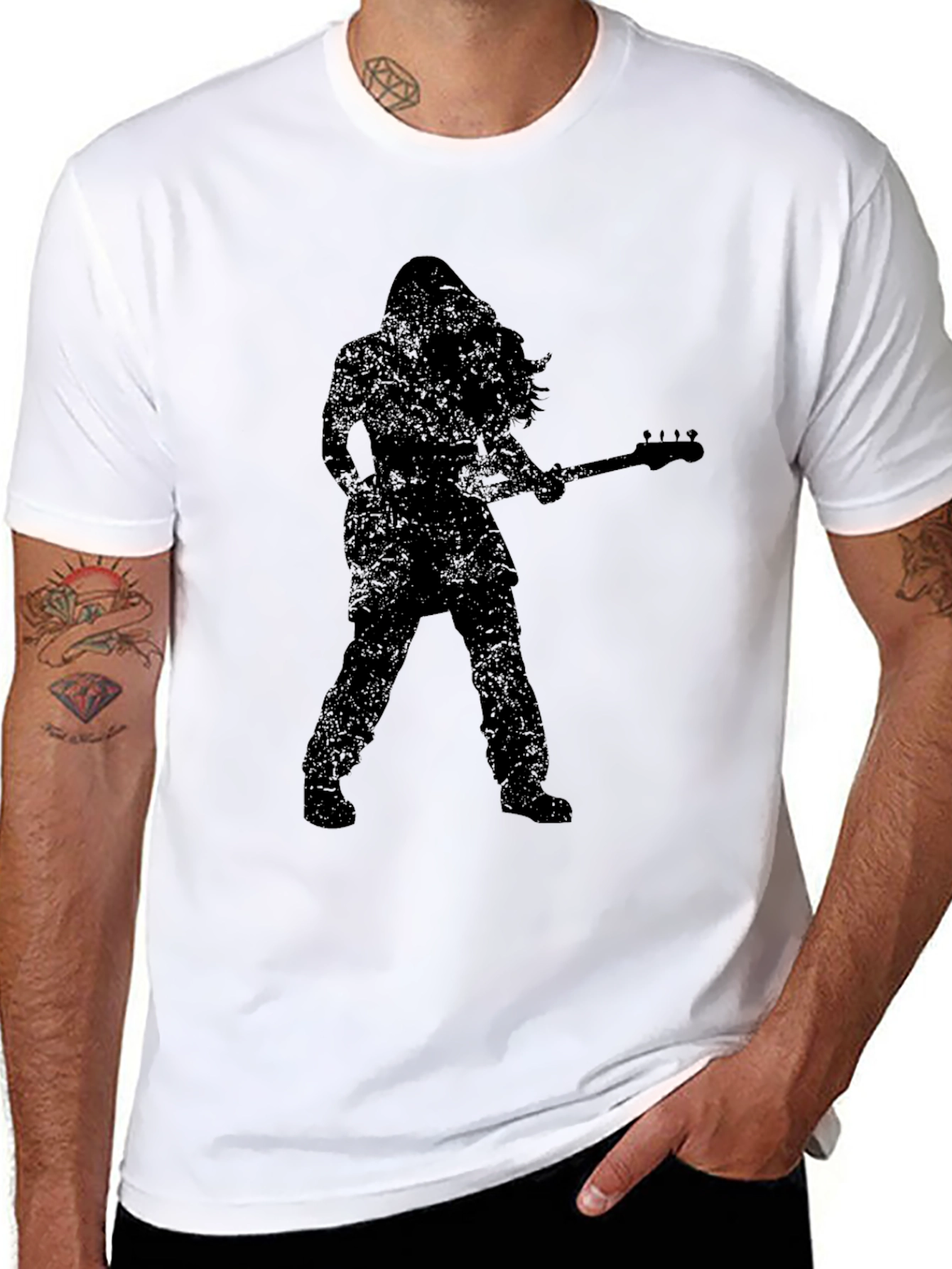 Rock Guitarist Silhouette Graphic T-Shirt