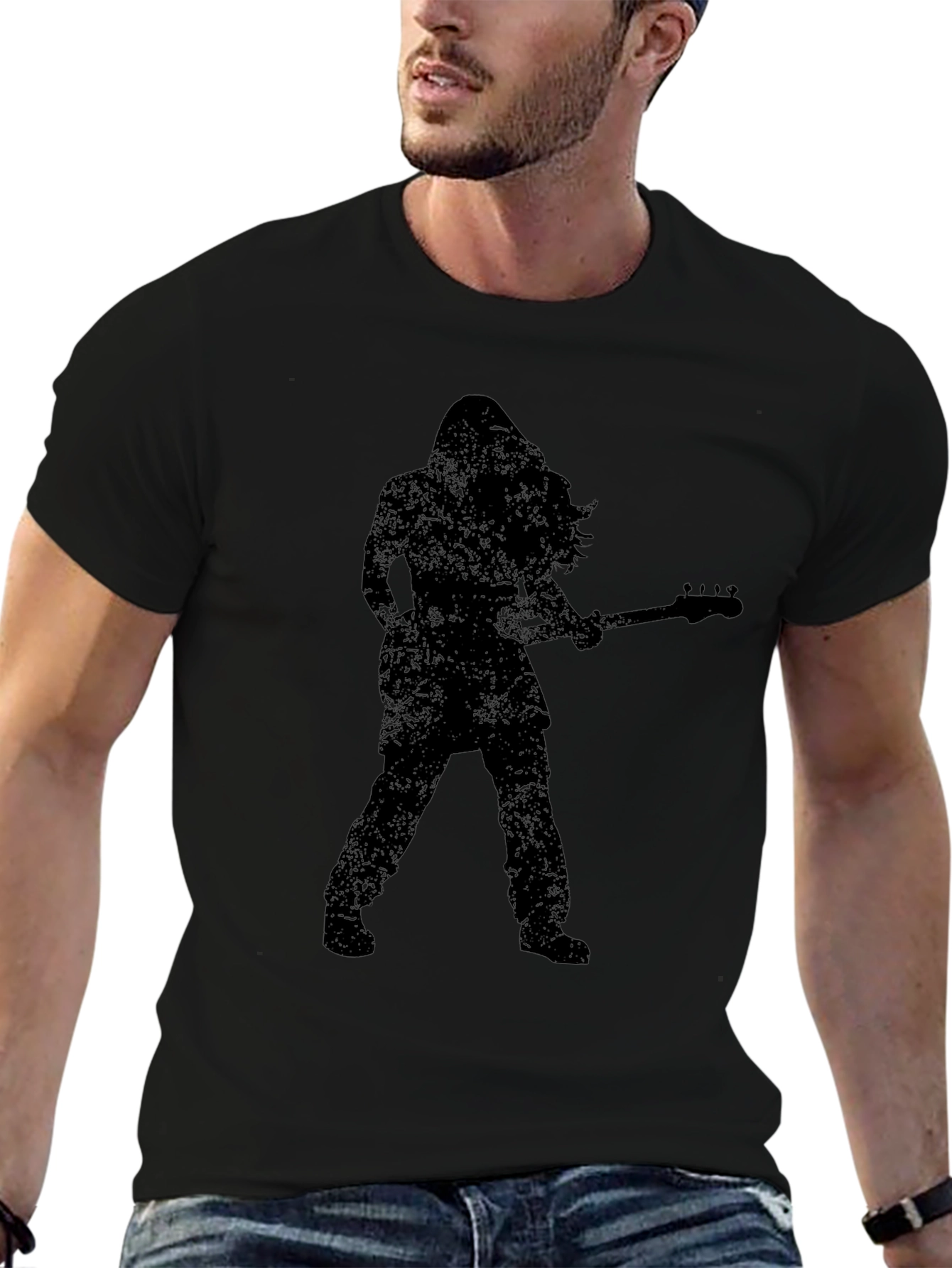 Rock Guitarist Silhouette Graphic T-Shirt