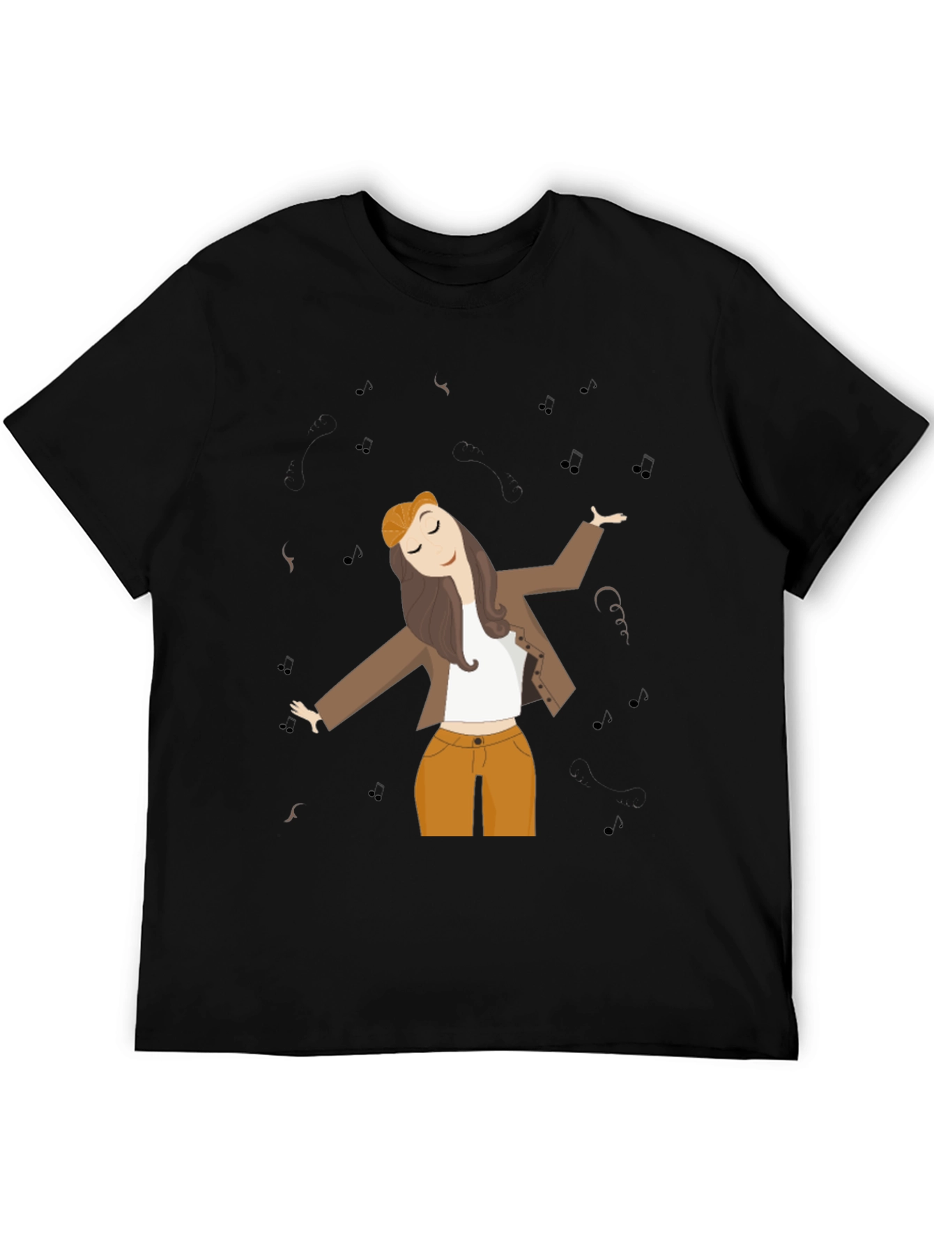 Dancing Woman Graphic Tee - Black Cotton Comfort