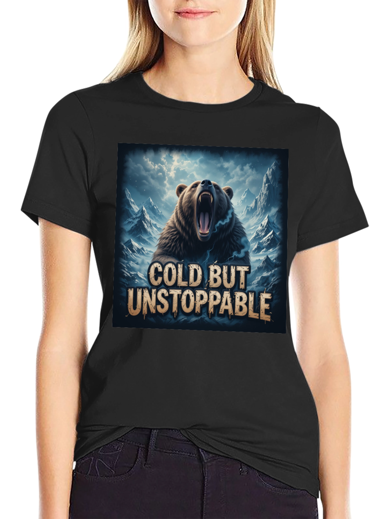 Cold But Unstoppable Bear Graphic T-Shirt