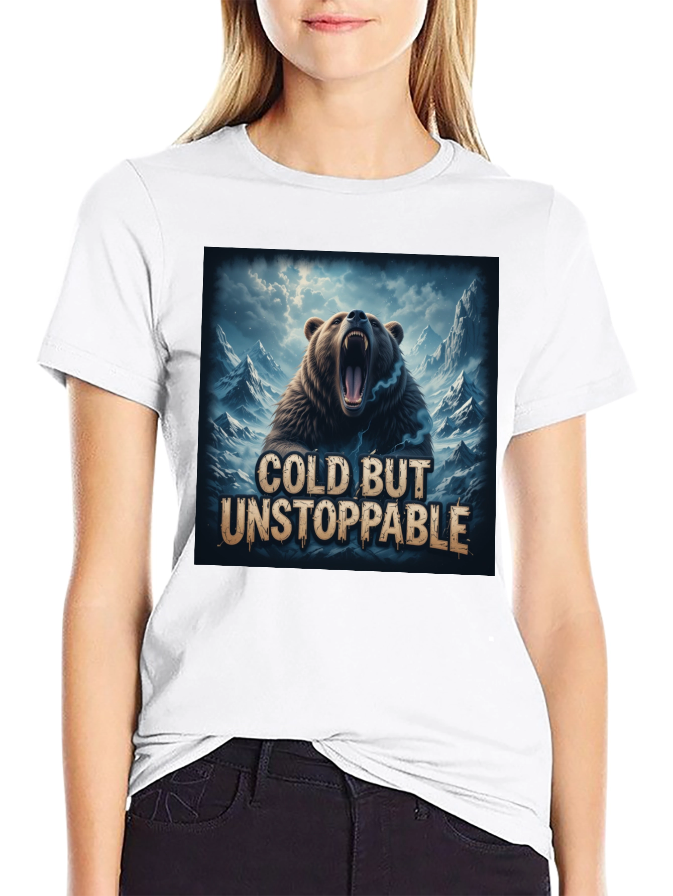 Cold But Unstoppable Bear Graphic T-Shirt
