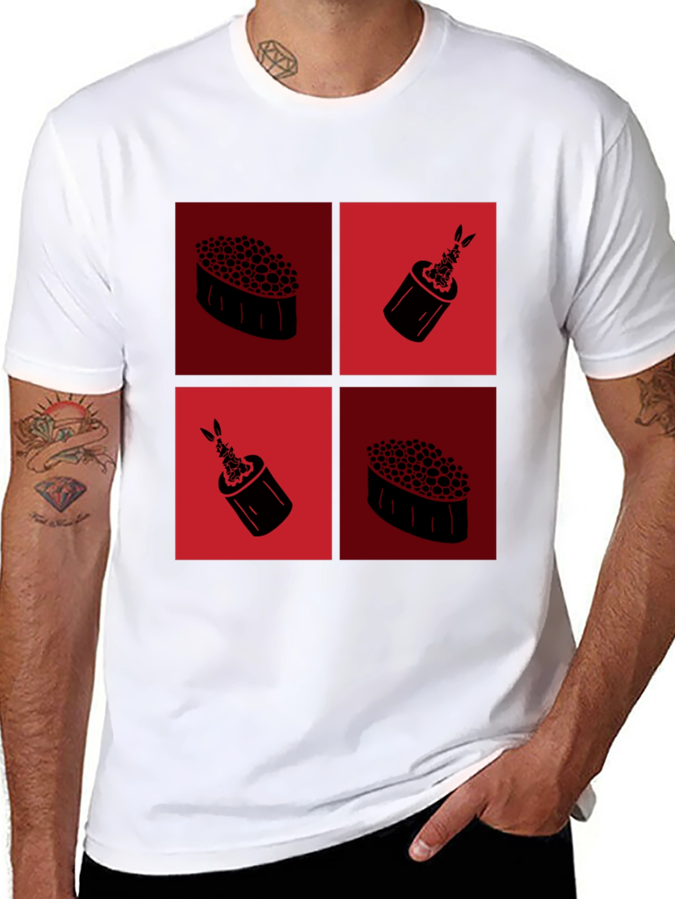 Sushi Graphic Tee - Black Cotton T-Shirt