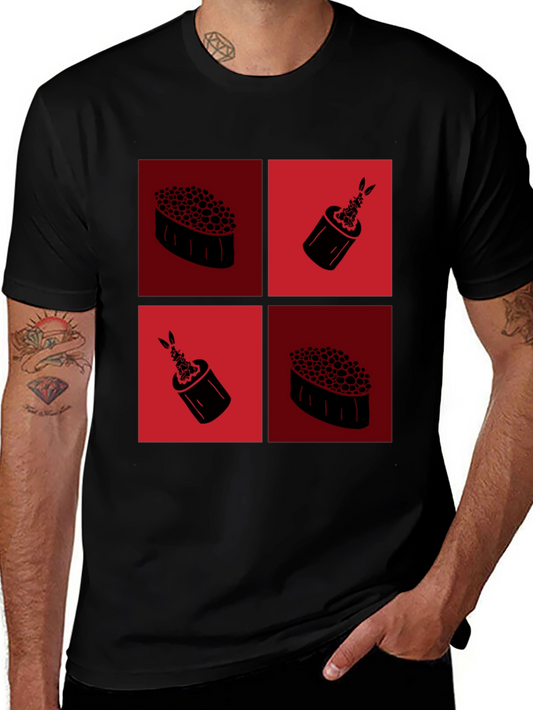 Sushi Graphic Tee - Black Cotton T-Shirt