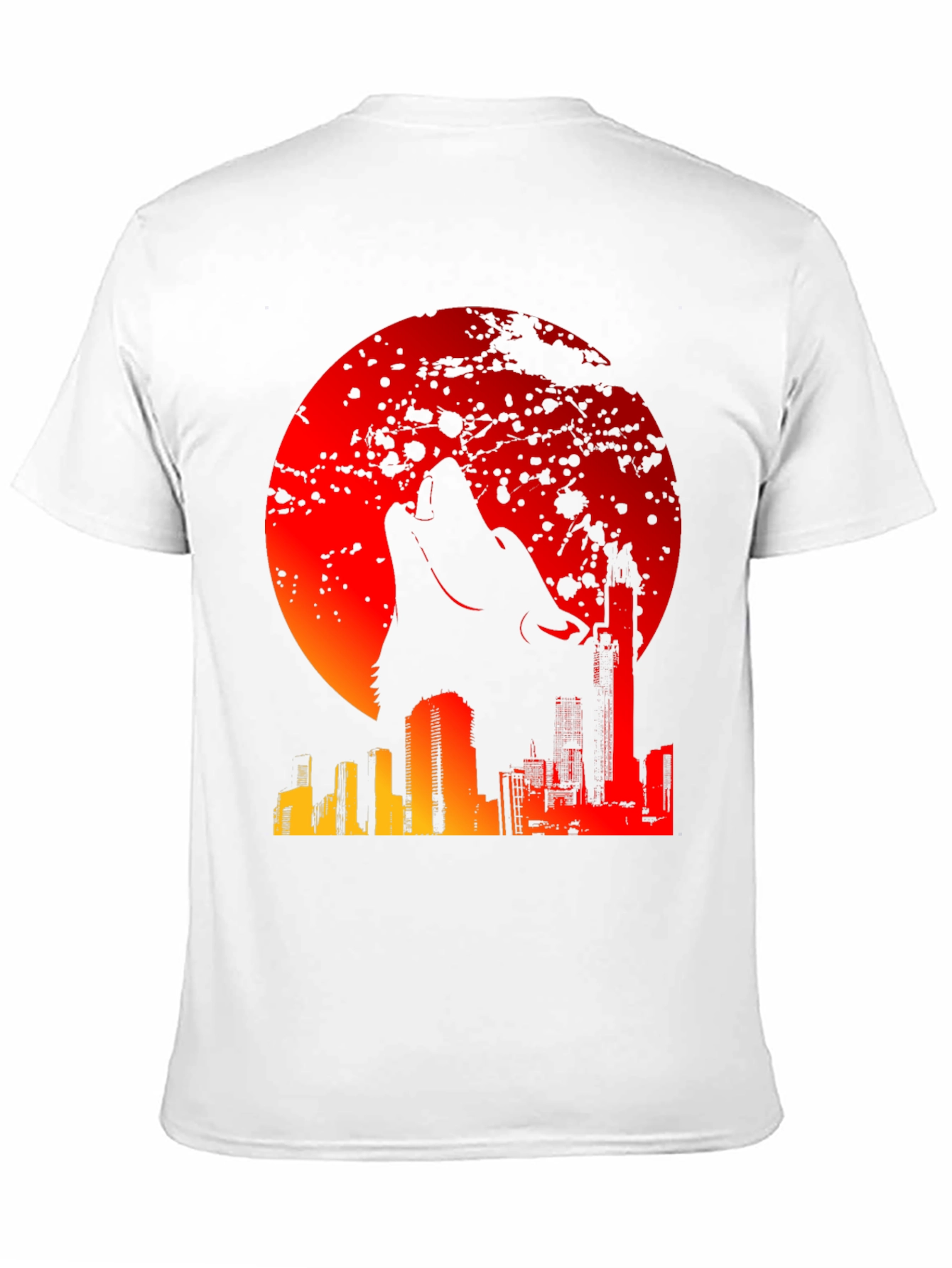 Wolf Moon Cityscape Graphic Tee - Mens Black T-Shirt