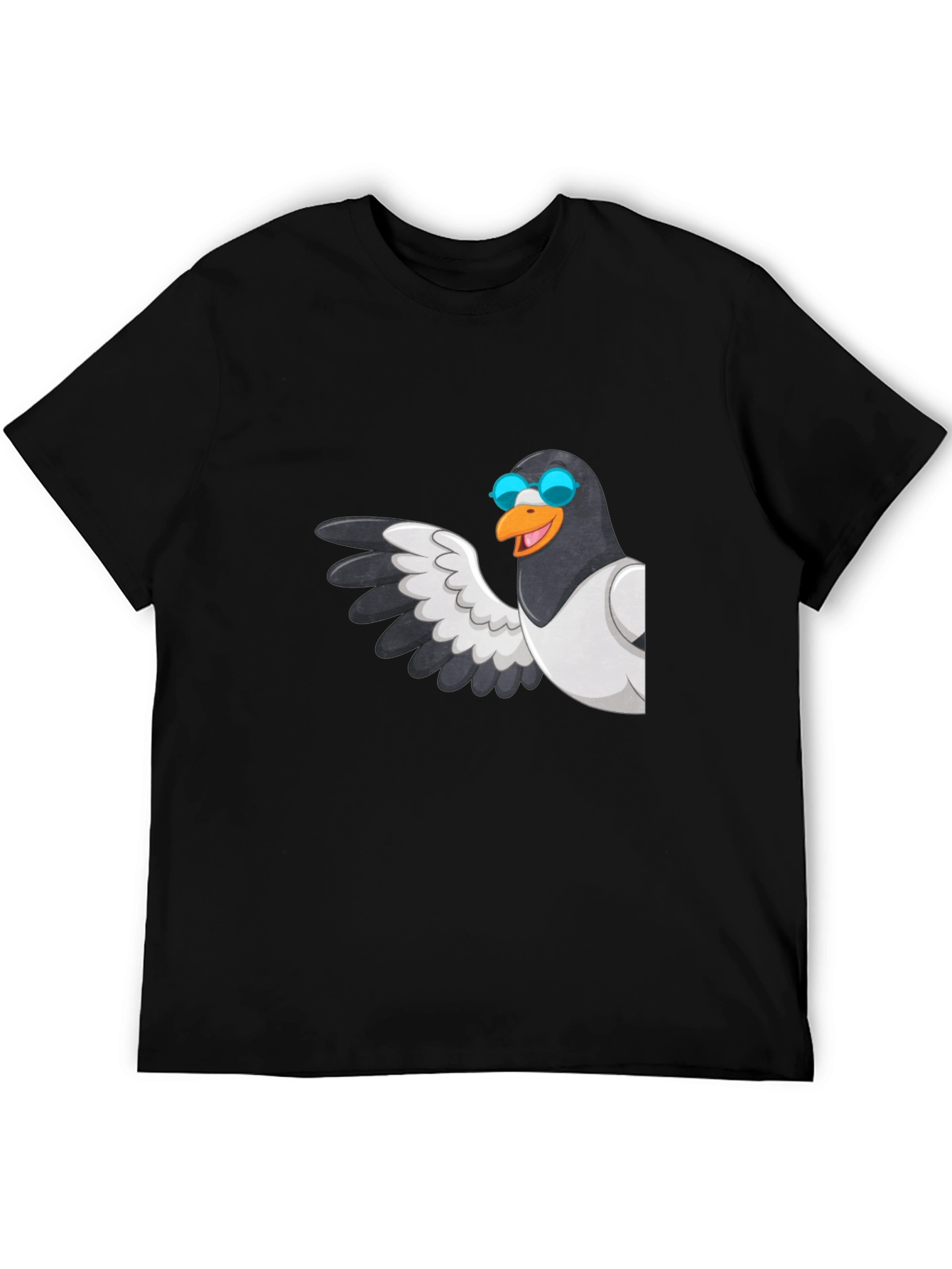 Cool Pigeon Graphic Tee - Black Cotton Casual Shirt