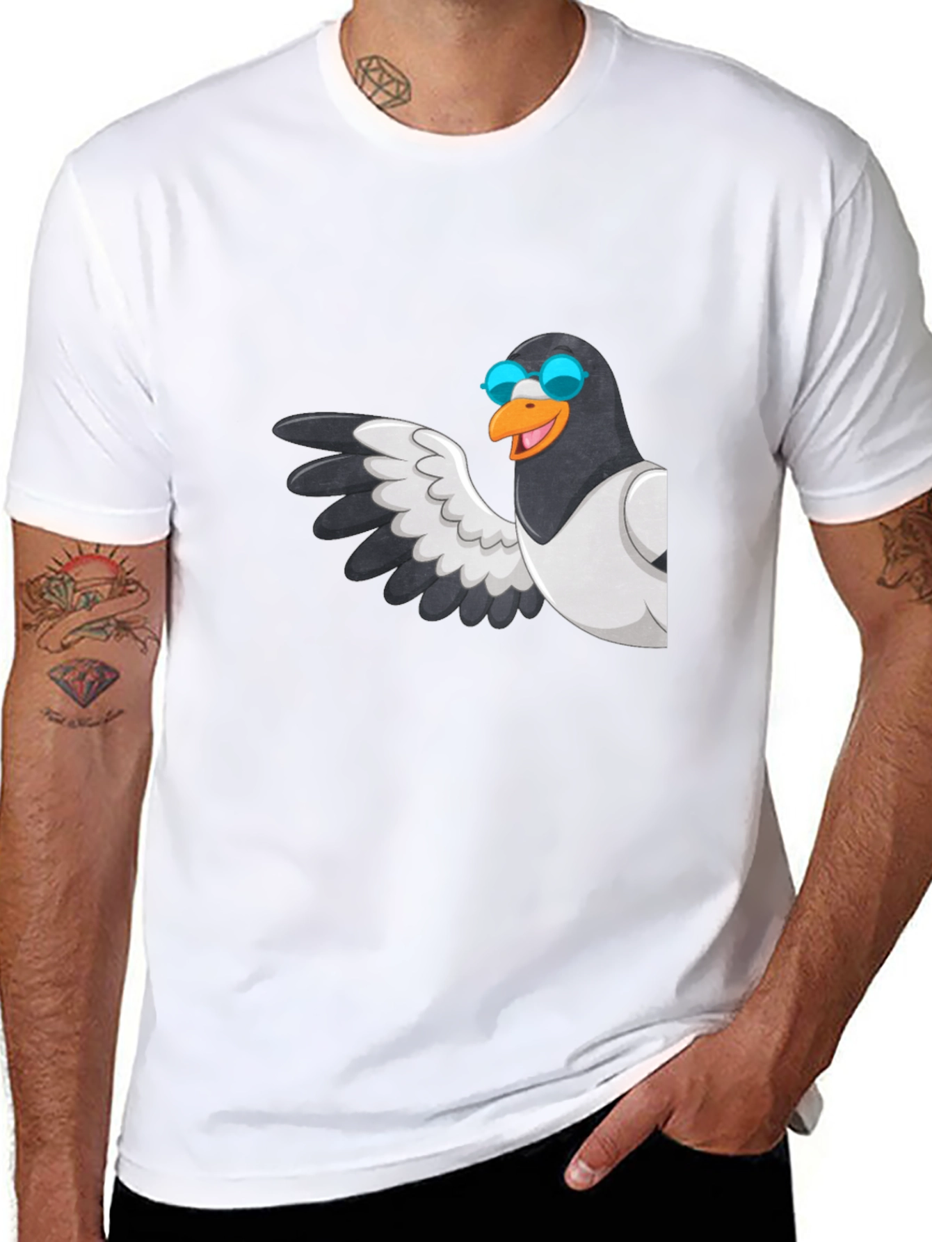 Cool Pigeon Graphic Tee - Black Cotton Casual Shirt